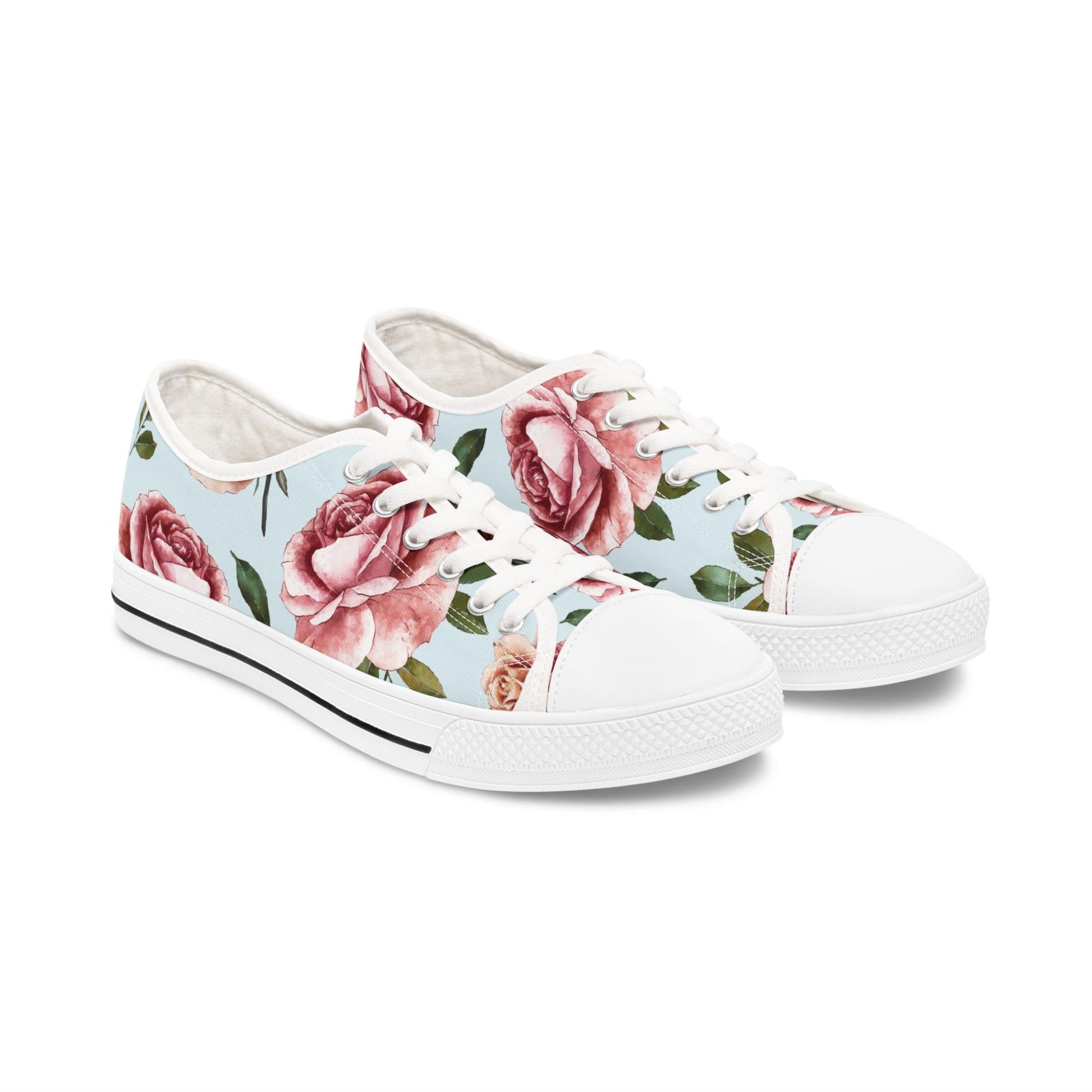 Floral Women's Low Top Sneakers, Stylish Casual Shoes, Unique Spring Fashion, Trendy Floral Sneakers, Perfect Gift for Her - A Kingdom Lifestyle