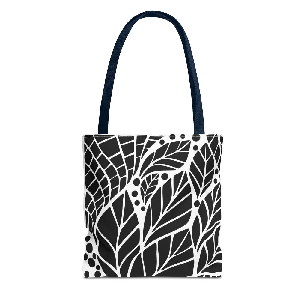 One Of A Kind Boho Leaf Print Tote Bag, Eco-Friendly Shopping Bag, Stylish Beach Tote, Gift for Nature Lovers, Black and White Design - A Kingdom Lifestyle