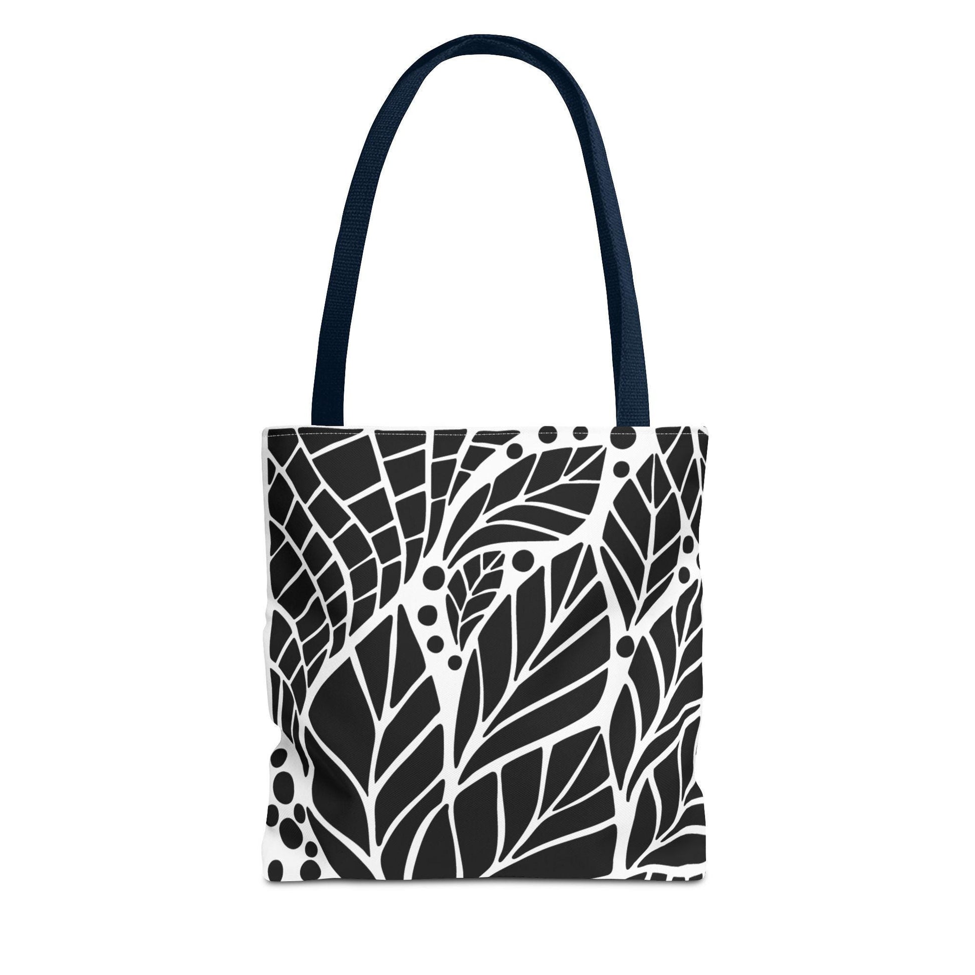 One Of A Kind Boho Leaf Print Tote Bag, Eco-Friendly Shopping Bag, Stylish Beach Tote, Gift for Nature Lovers, Black and White Design - A Kingdom Lifestyle