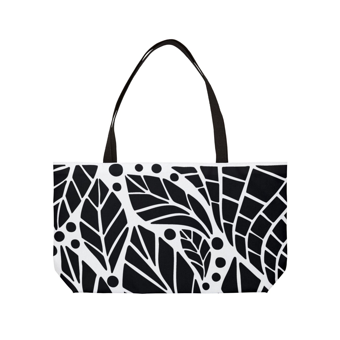 Elegant Black and White Leaf Pattern Weekender Tote Bag | Travel, Beach, Stylish, Gift for Her, Eco-Friendly, Large Capacity