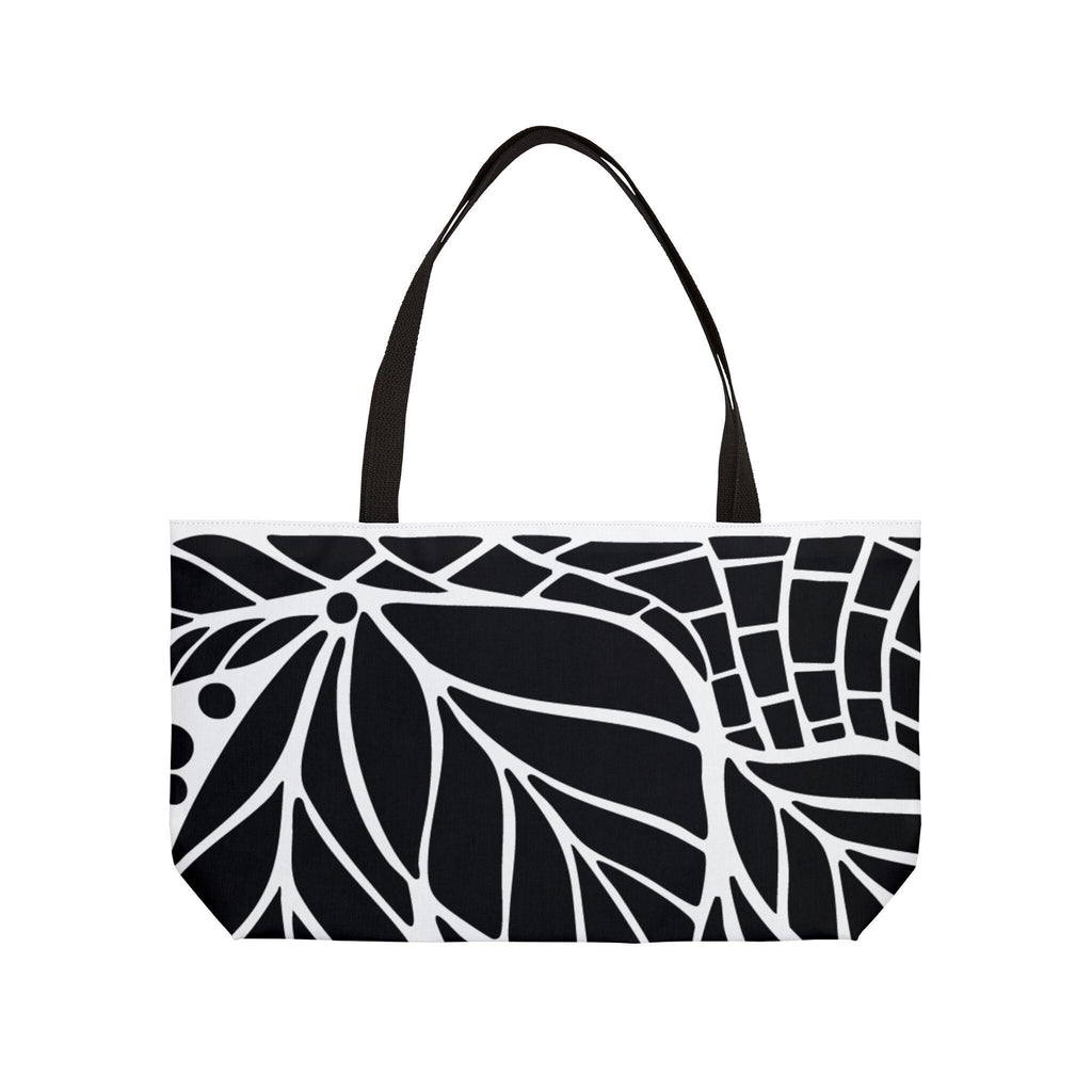 Elegant Black and White Leaf Pattern Weekender Tote Bag | Travel, Beach, Stylish, Gift for Her, Eco-Friendly, Large Capacity - A Kingdom Lifestyle