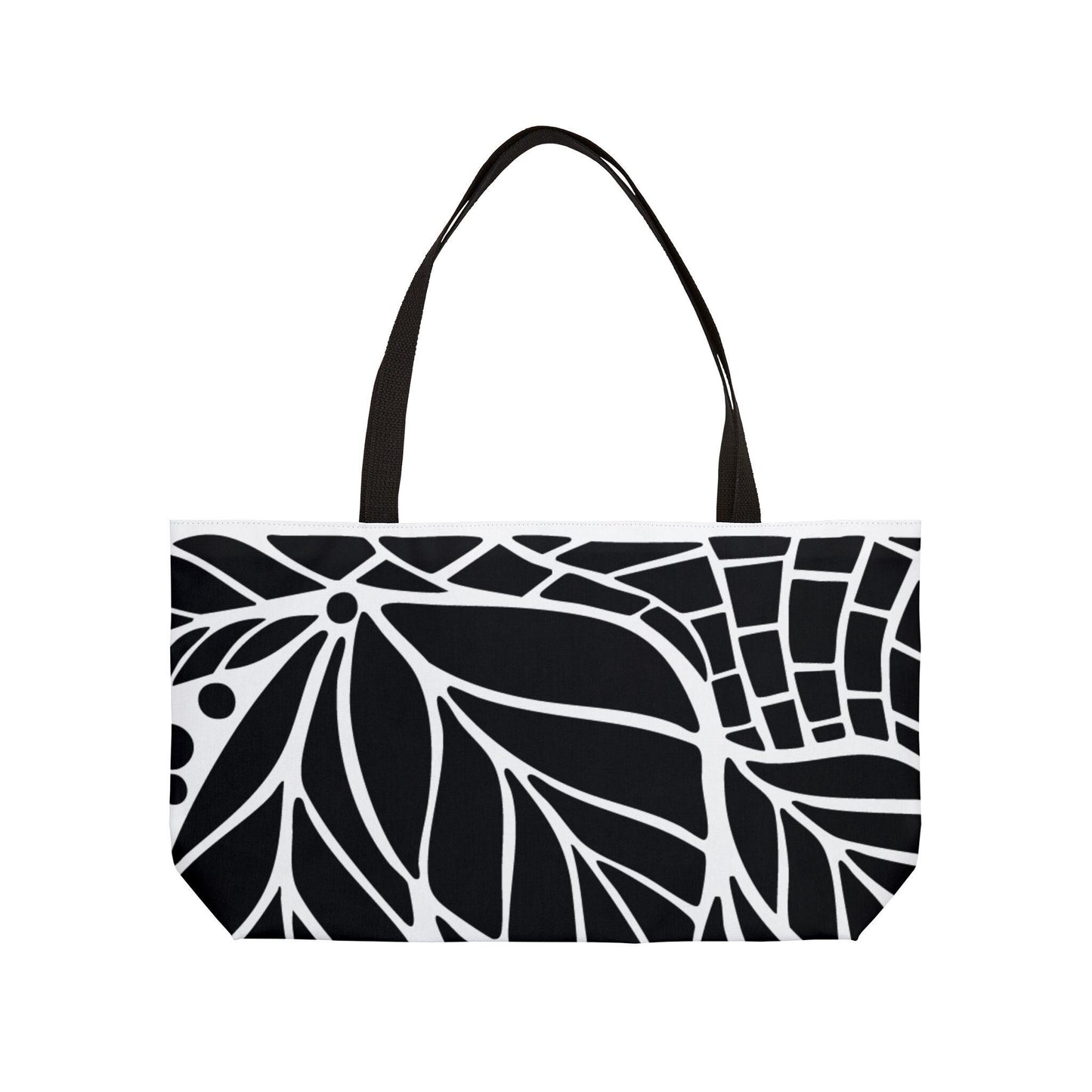 Elegant Black and White Leaf Pattern Weekender Tote Bag | Travel, Beach, Stylish, Gift for Her, Eco-Friendly, Large Capacity