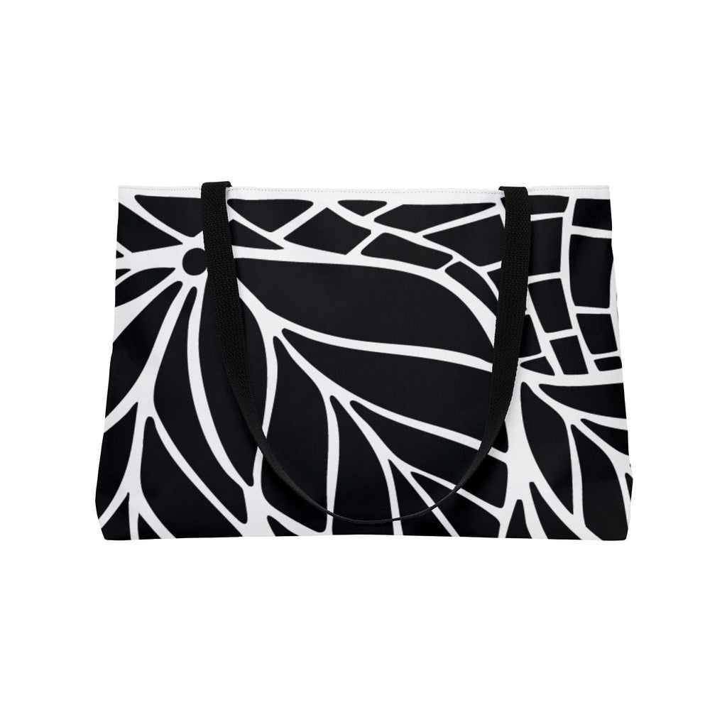 Elegant Black and White Leaf Pattern Weekender Tote Bag | Travel, Beach, Stylish, Gift for Her, Eco-Friendly, Large Capacity - A Kingdom Lifestyle