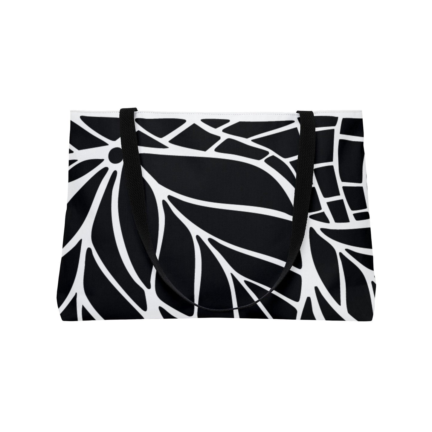 Elegant Black and White Leaf Pattern Weekender Tote Bag | Travel, Beach, Stylish, Gift for Her, Eco-Friendly, Large Capacity