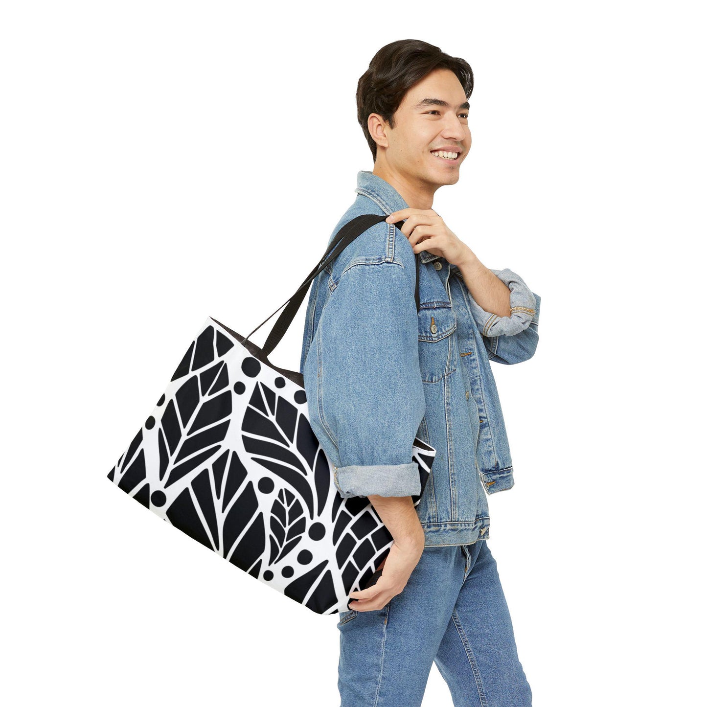 Elegant Black and White Leaf Pattern Weekender Tote Bag | Travel, Beach, Stylish, Gift for Her, Eco-Friendly, Large Capacity