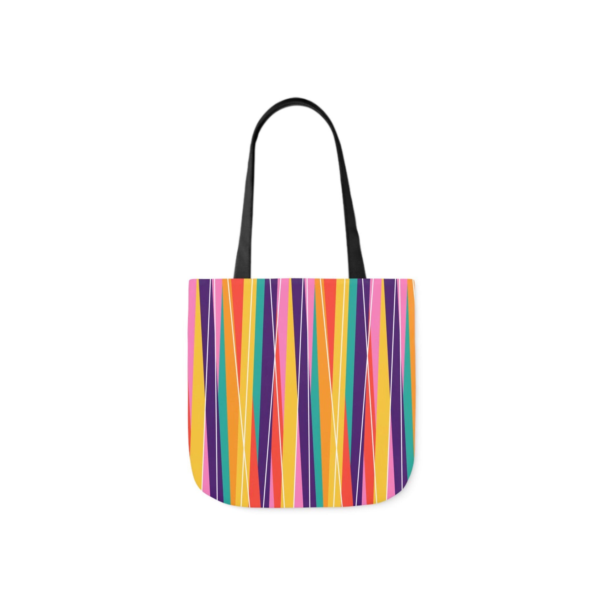 Colorful Striped Canvas Tote Bag, Fun Gift for Beach, Shopping, Travel, Eco-Friendly Bag, Summer Essential, Bright Design - A Kingdom Lifestyle