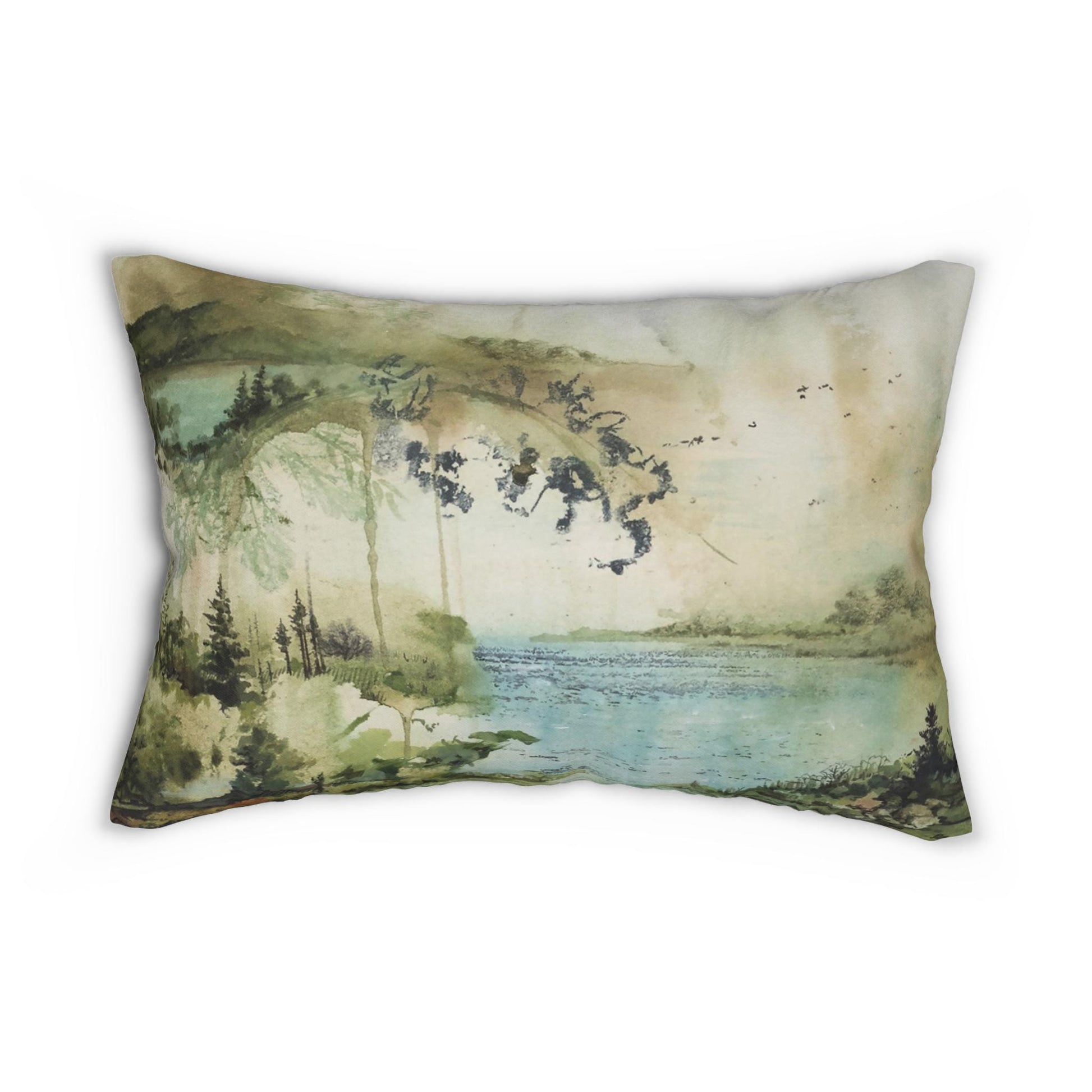 Nature-Inspired Lumbar Pillow, Cozy Home Decor, Living Room Accent, Gift for Nature Lovers, Bohemian Style, Relaxing Atmosphere. Add this statement piece to your collection today! Limited stock available. - A Kingdom Lifestyle