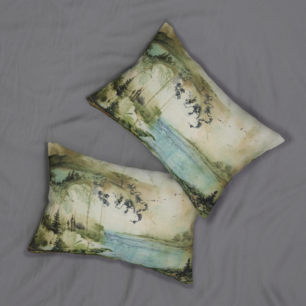 Nature-Inspired Lumbar Pillow, Cozy Home Decor, Living Room Accent, Gift for Nature Lovers, Bohemian Style, Relaxing Atmosphere. Add this statement piece to your collection today! Limited stock available. - A Kingdom Lifestyle