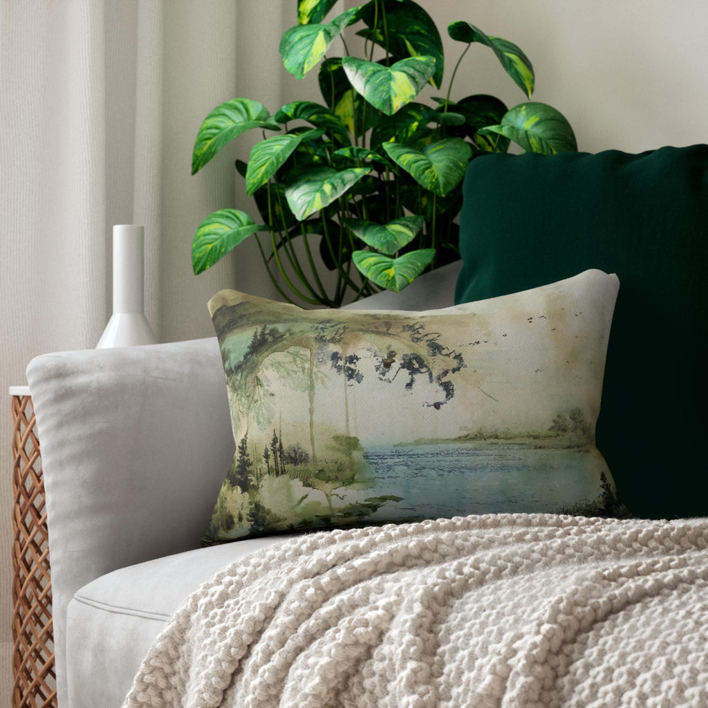 Nature-Inspired Lumbar Pillow, Cozy Home Decor, Living Room Accent, Gift for Nature Lovers, Bohemian Style, Relaxing Atmosphere. Add this statement piece to your collection today! Limited stock available. - A Kingdom Lifestyle