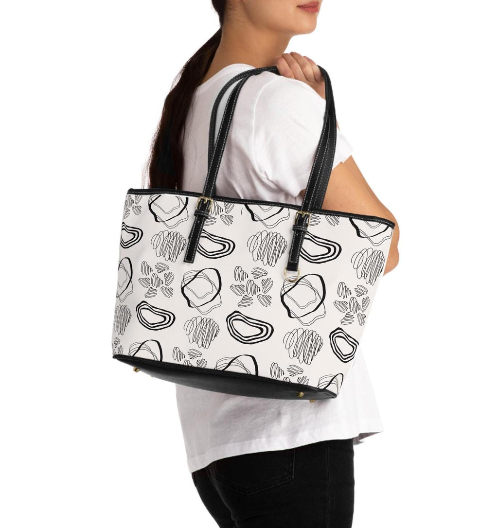 Chic PU Leather Shoulder Bag with Abstract Design, Stylish Handbag, Tote for Daily Outings, Perfect Gift for Her, Trendy Accessory - A Kingdom Lifestyle