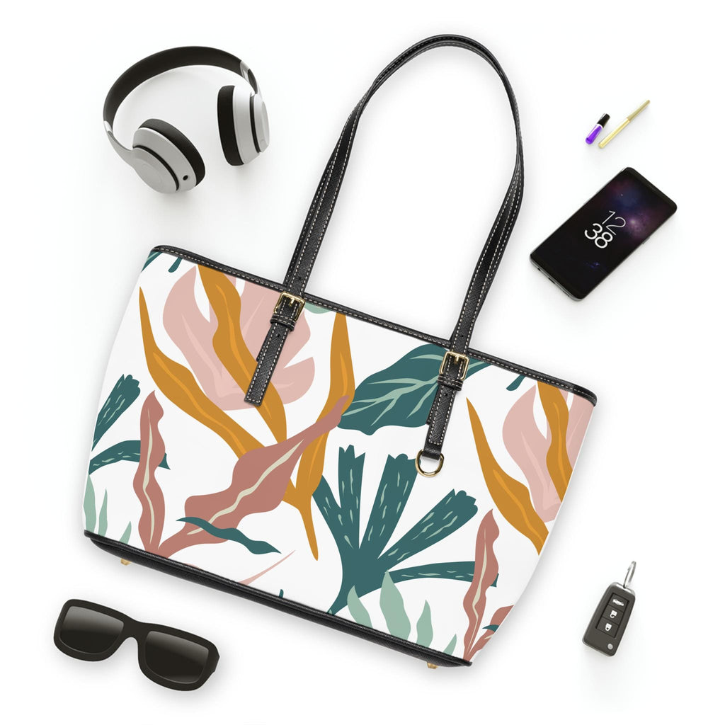 Modern Abstract Floral PU Leather Shoulder Bag - Stylish Handbag, Trendy Tote, Women's Accessories, Everyday Carry, Gift for Her - A Kingdom Lifestyle