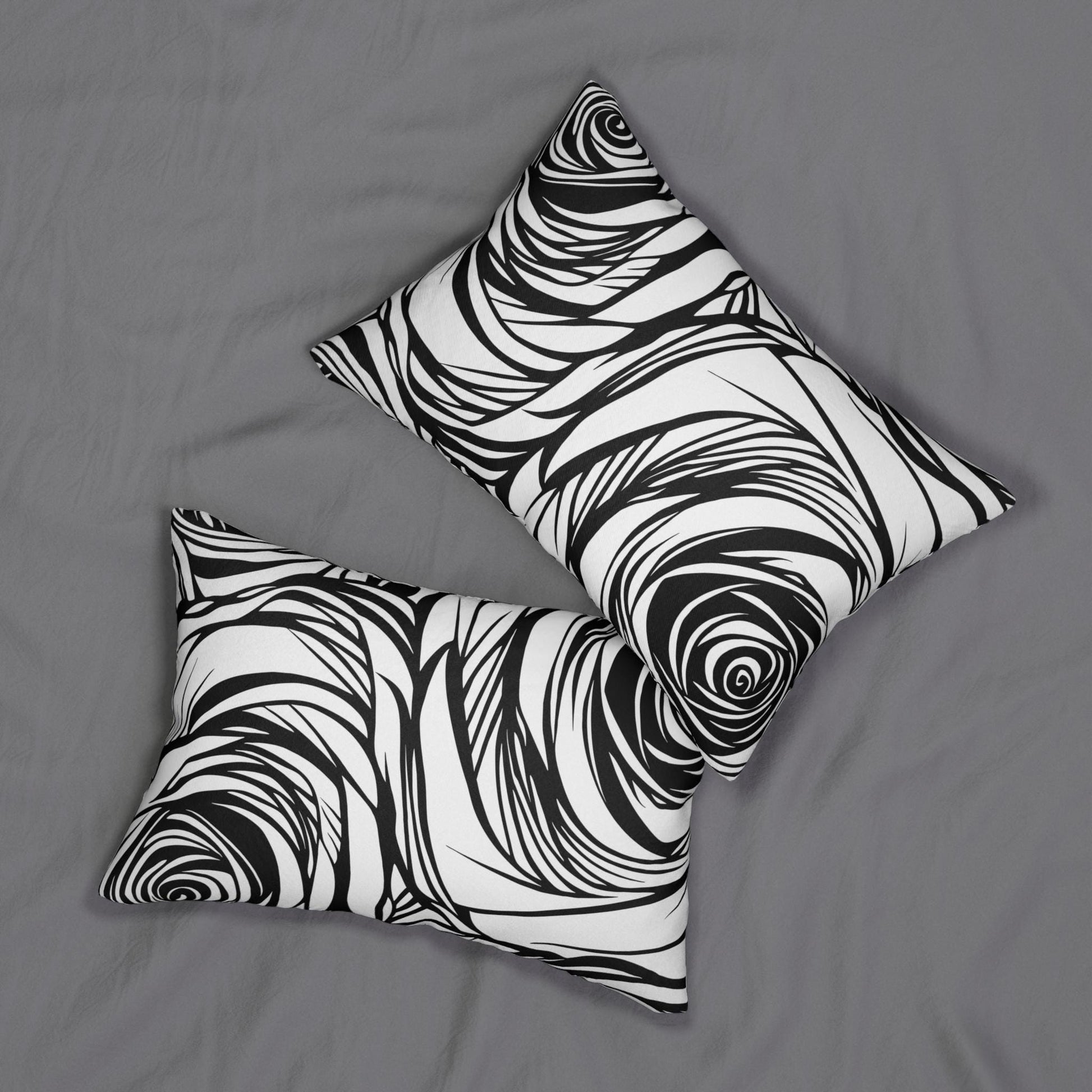 Elegant Black and White Floral Lumbar Pillow, Modern Home Decor, Gift for Her, Accent Pillow for Living Room, Unique Wedding Gift, Sofa. Add this statement piece to your collection today! Limited stock available. - A Kingdom Lifestyle