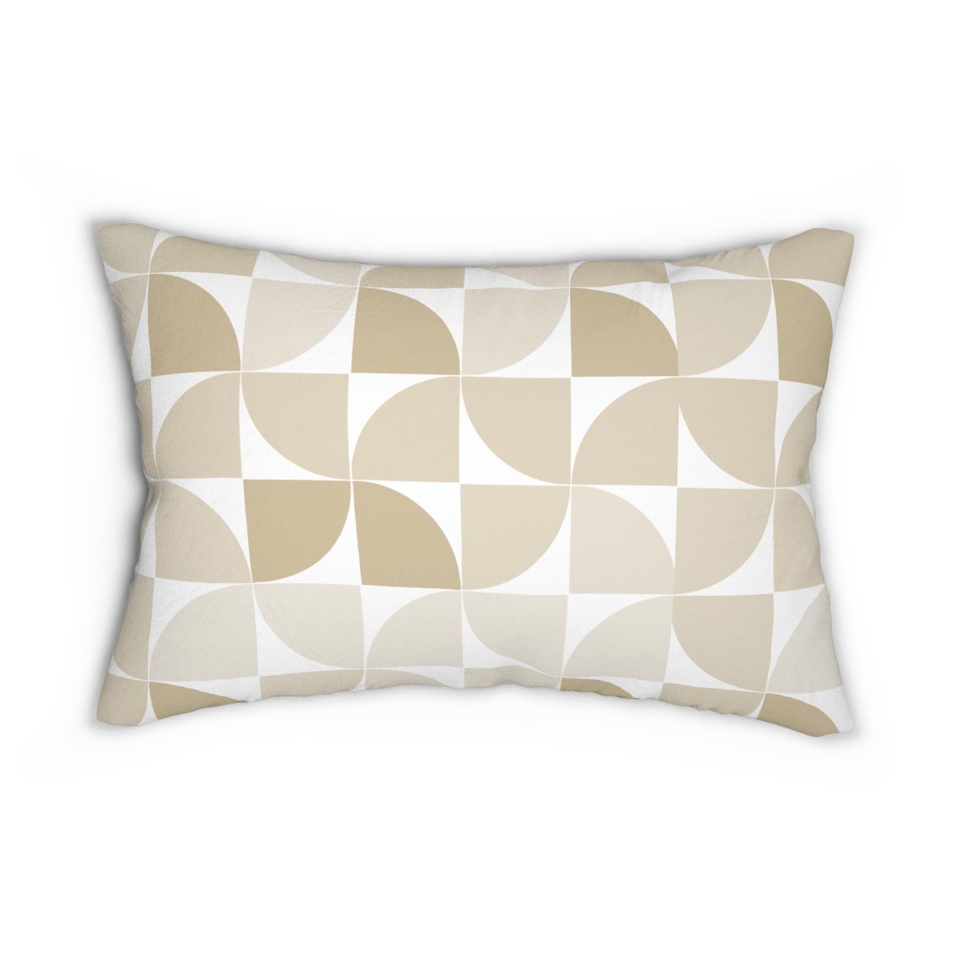 Chic Geometric Lumbar Pillow, Modern Accent Cushion for Home Decor, Minimalist Living Room, Beige Throw Pillow, Stylish Sofa Pillow - A Kingdom Lifestyle