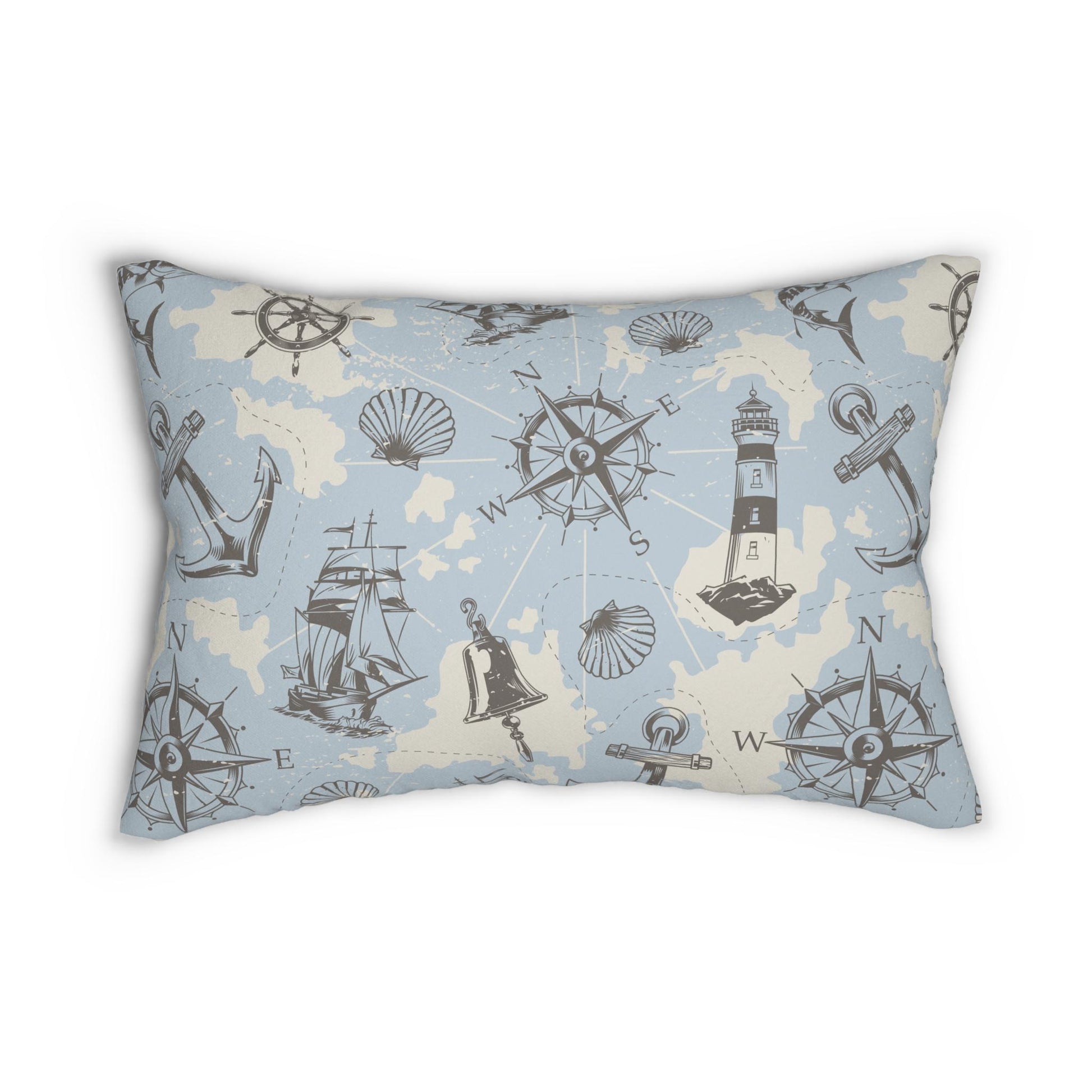Nautical Spun Polyester Lumbar Pillow, Coastal Decor, Lighthouse & Anchor Design, Perfect for Home or Boat, Gift for Sailors, Summer Vibes - A Kingdom Lifestyle