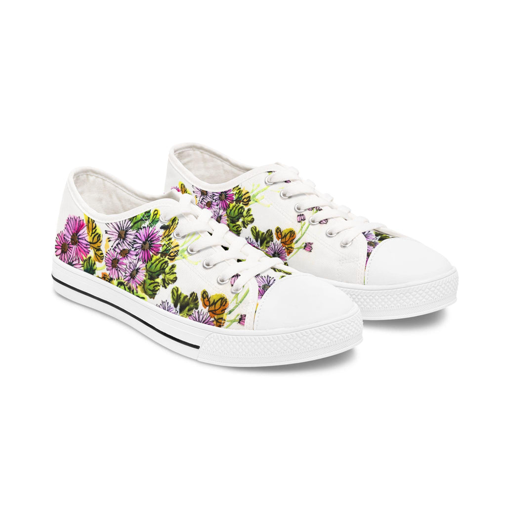 Floral Print Women's Low Top Sneakers, Casual Footwear, Spring Style, Eco-Friendly Gift, Everyday Comfort, Garden Party Shoes. Limited stock available. - A Kingdom Lifestyle
