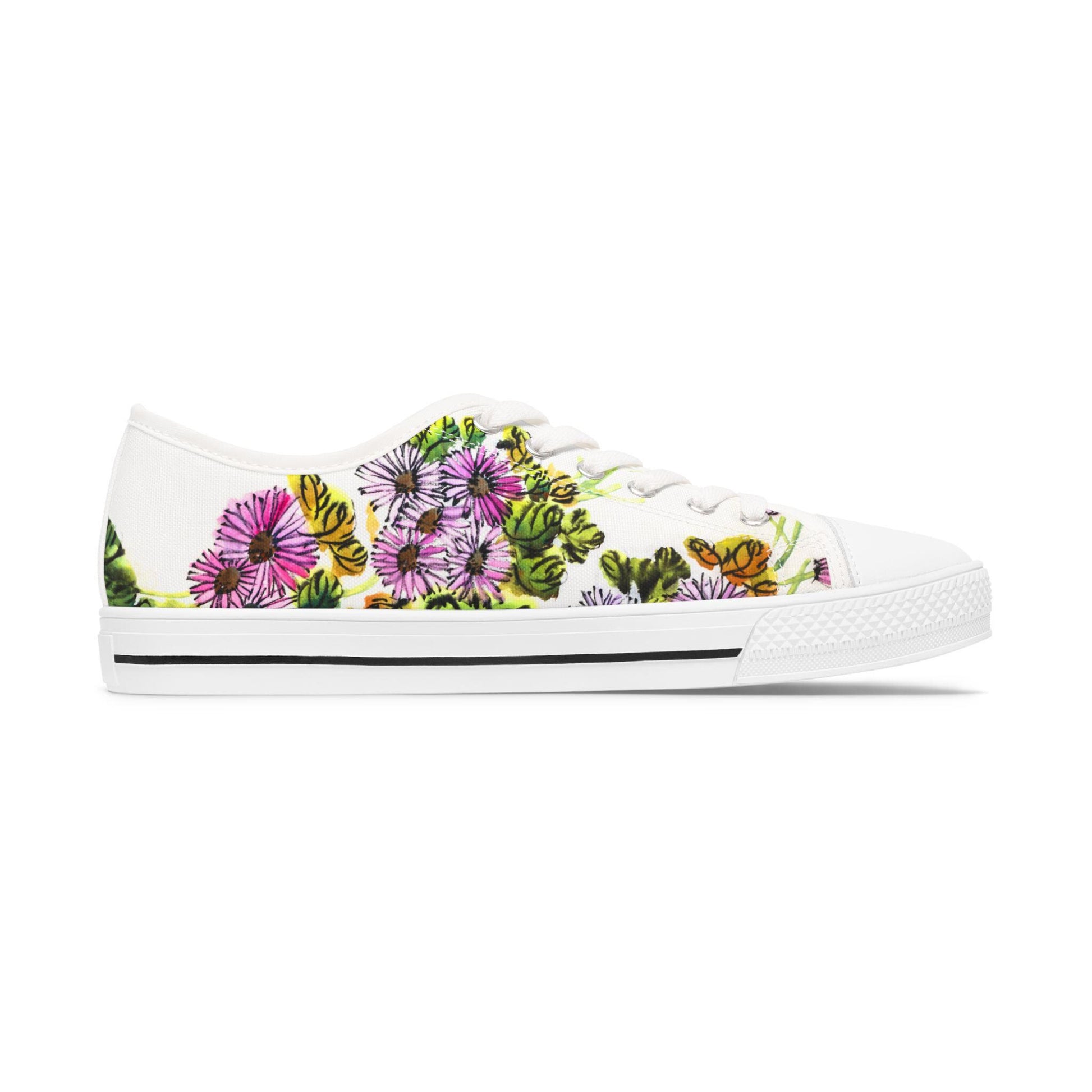 Floral Print Women's Low Top Sneakers, Casual Footwear, Spring Style, Eco-Friendly Gift, Everyday Comfort, Garden Party Shoes. Limited stock available. - A Kingdom Lifestyle