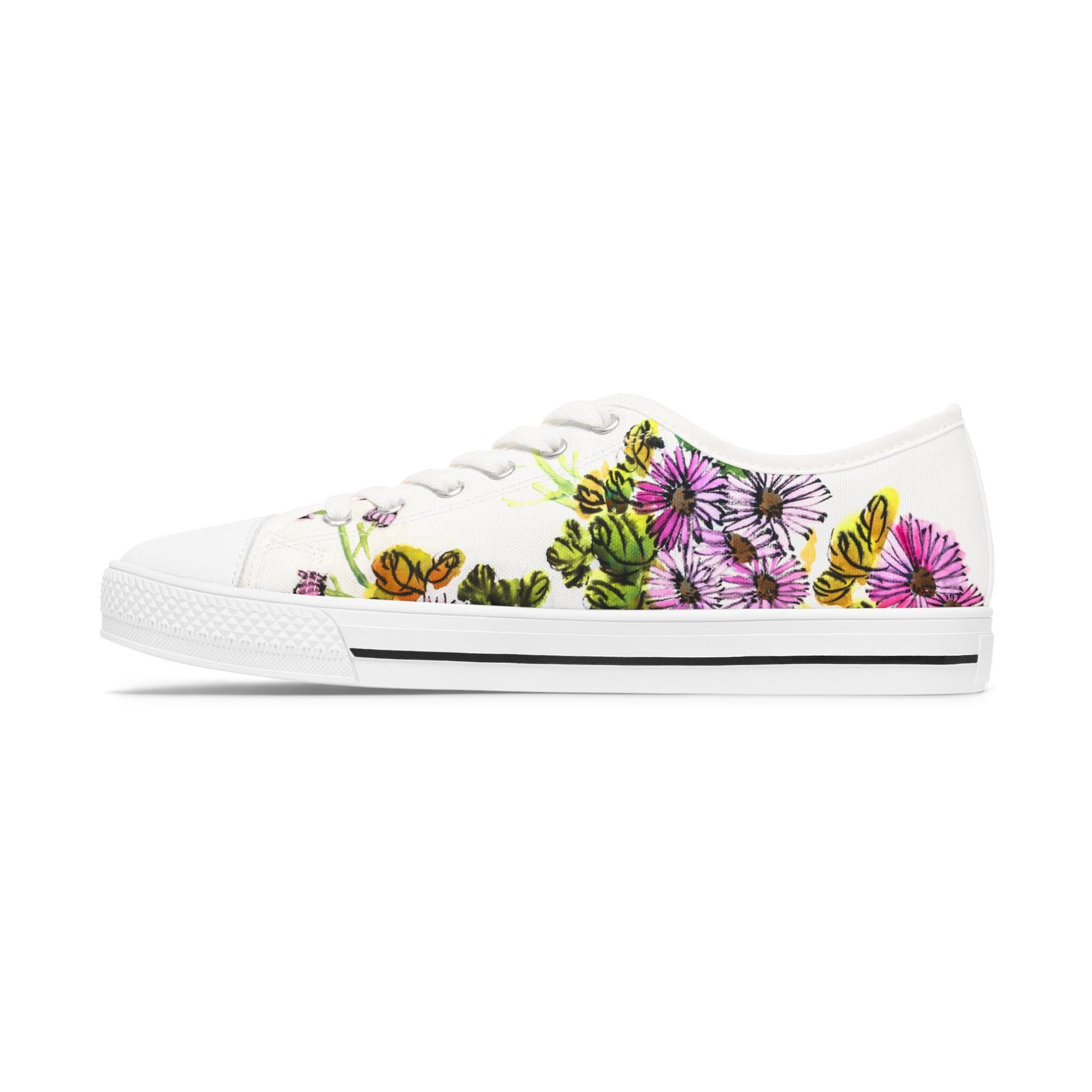 Floral Print Women's Low Top Sneakers, Casual Footwear, Spring Style, Eco-Friendly Gift, Everyday Comfort, Garden Party Shoes. Limited stock available. - A Kingdom Lifestyle