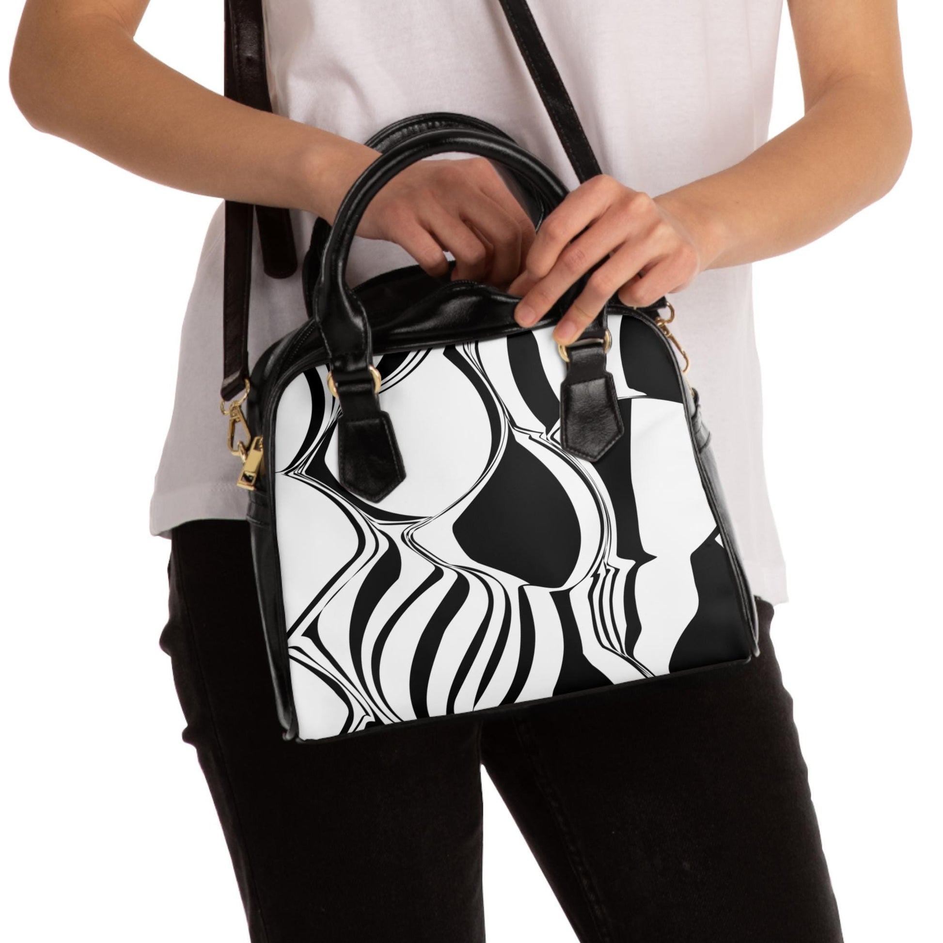 Chic Modern Abstract Shoulder Handbag Stylish Tote, Everyday Bag, Travel Purse, Fashion Accessory Gift for Her - A Kingdom Lifestyle