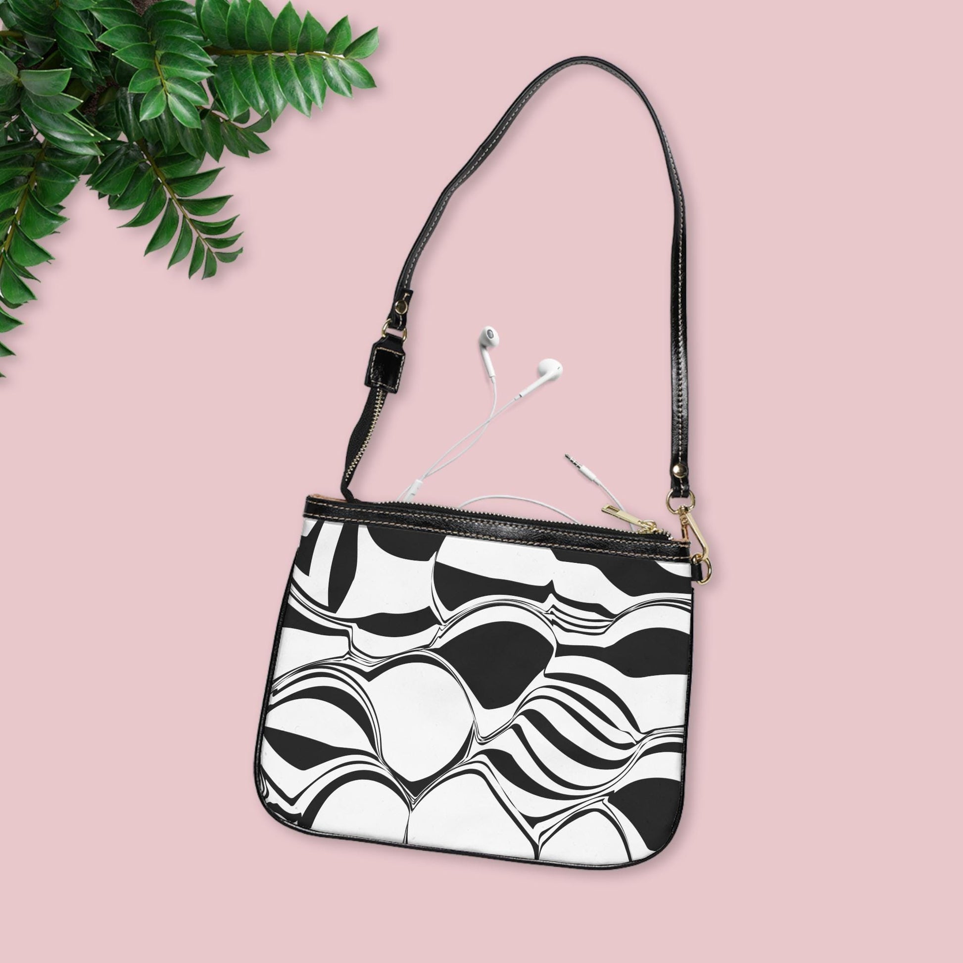Modern Abstract Chic Black & White Small Shoulder Bag, Fashion Handbag Everyday Purse Minimalist Clutch Stylish Crossbody Bag Perfect Gift - A Kingdom Lifestyle
