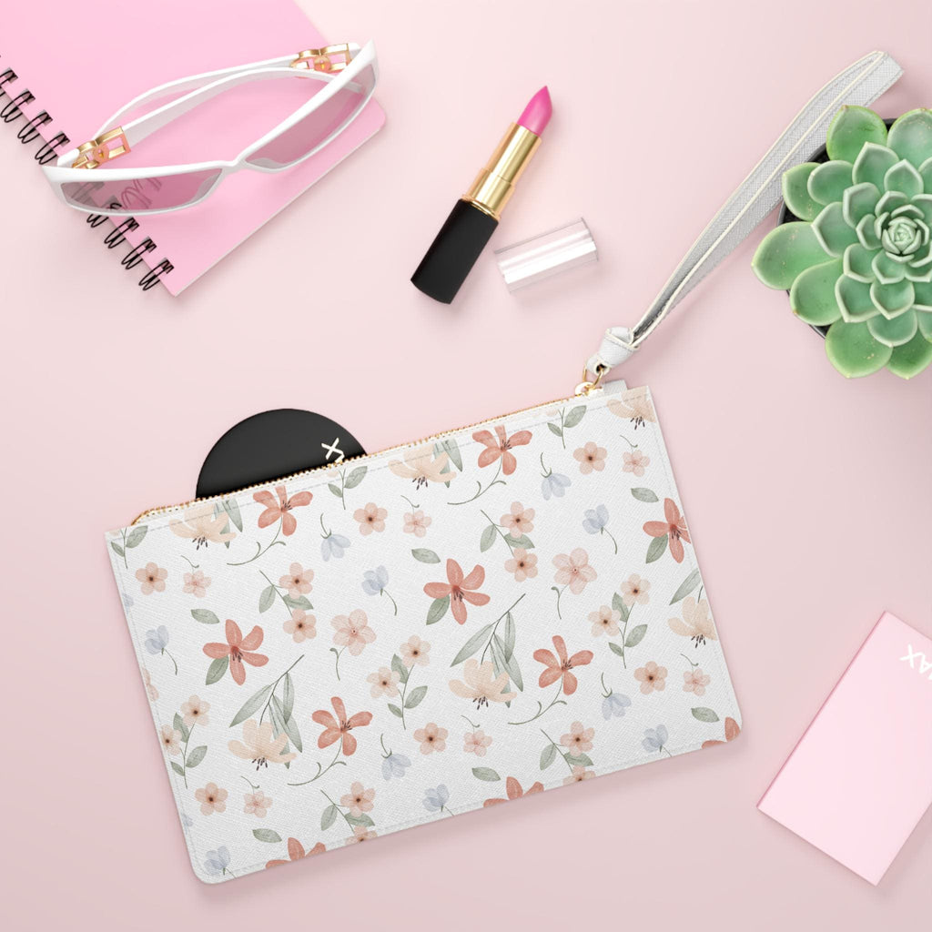 Pink Floral Clutch Bag Elegant Accessory for Weddings Parties, & Everyday Use Chic Gift for Her, Stylish Makeup Pouch, Trendy Wristlet - A Kingdom Lifestyle