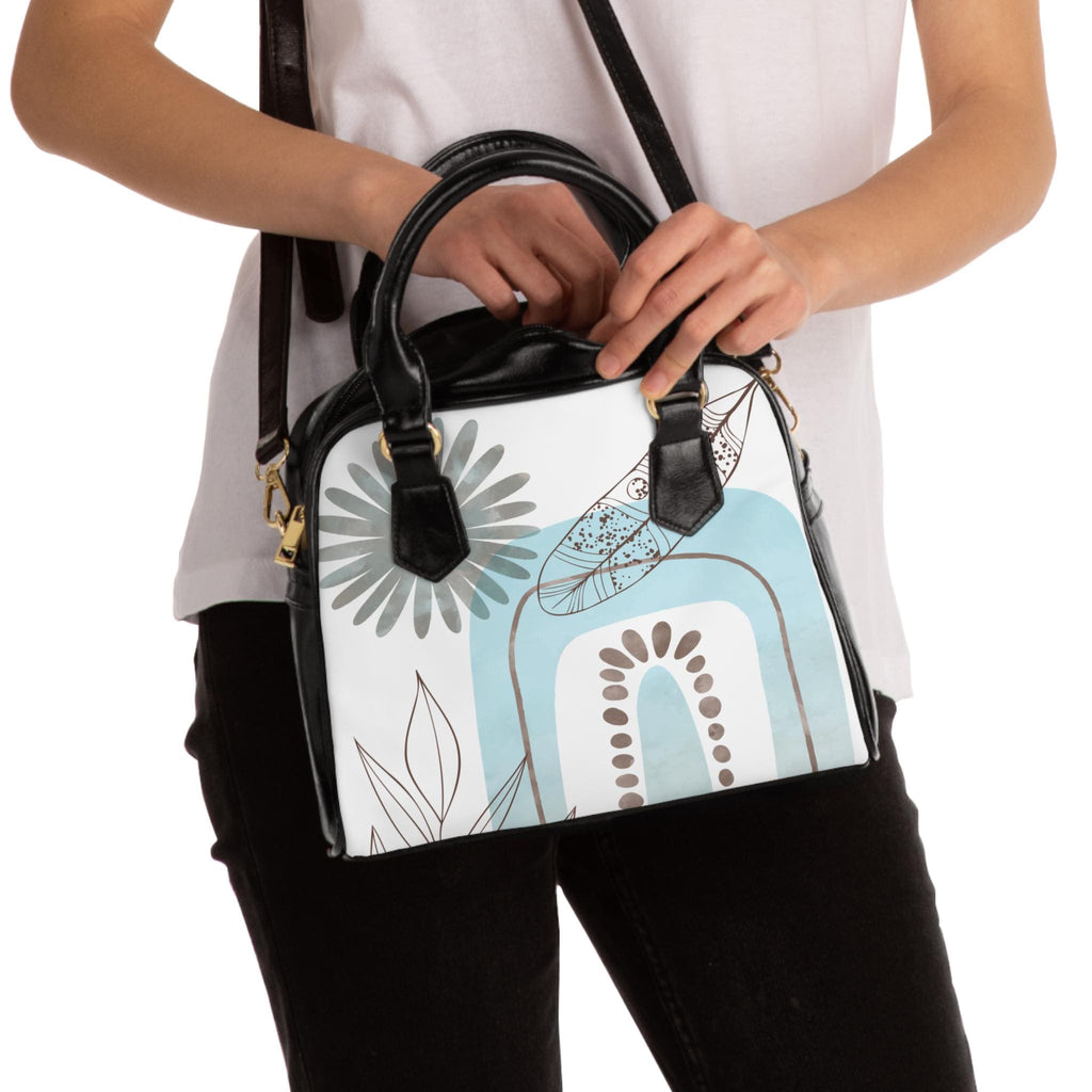 Chic Floral Turquoise Mod Print Shoulder Handbag Stylish Tote for Everyday Perfect for Gifts Accessories for Women, Fashionable Handbag Idea - A Kingdom Lifestyle