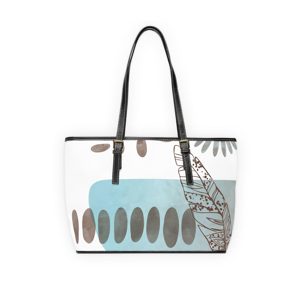 Tuquoise Mod Print PU Leather Shoulder Bag Botanical Style Tote Bag Fashion Accessory Gift for Her Stylish Handbag Eco Friendly Purse - A Kingdom Lifestyle