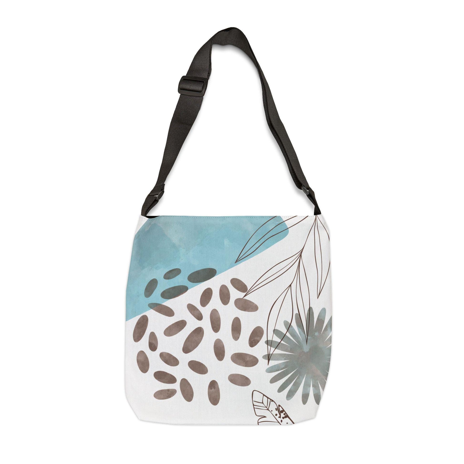 Boho Modern Turquoise Print Chic Adjustable Tote Bag Perfect for Eco-Friendly Shopping, Beach Days, Travel, and Everyday Essentials - A Kingdom Lifestyle