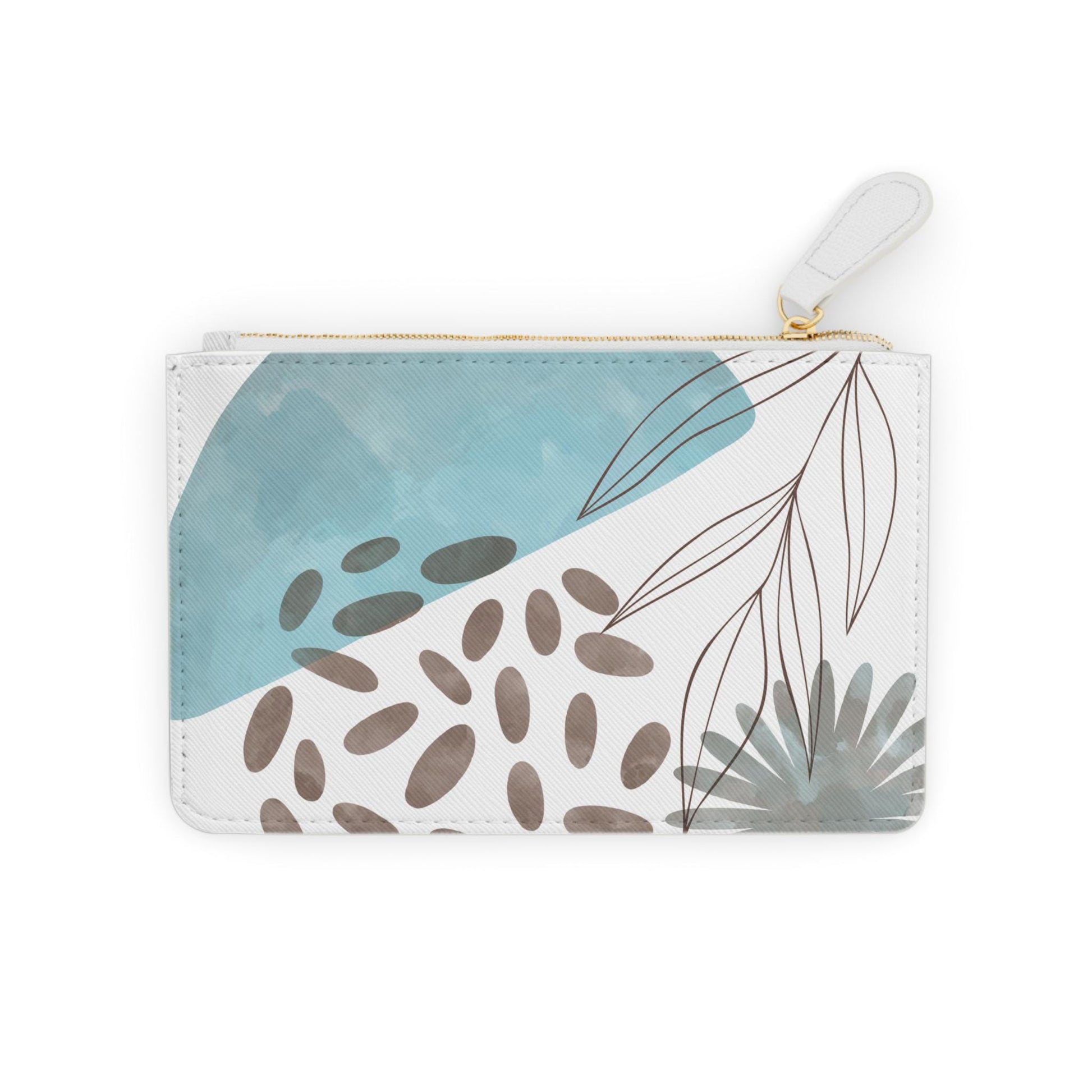 Modern Turquosie Print Boho Chic Mini Clutch Bag, Stylish Wallet for Women, Perfect for Travel, Makeup, Gifts, Floral Design Zipper Pouch - A Kingdom Lifestyle