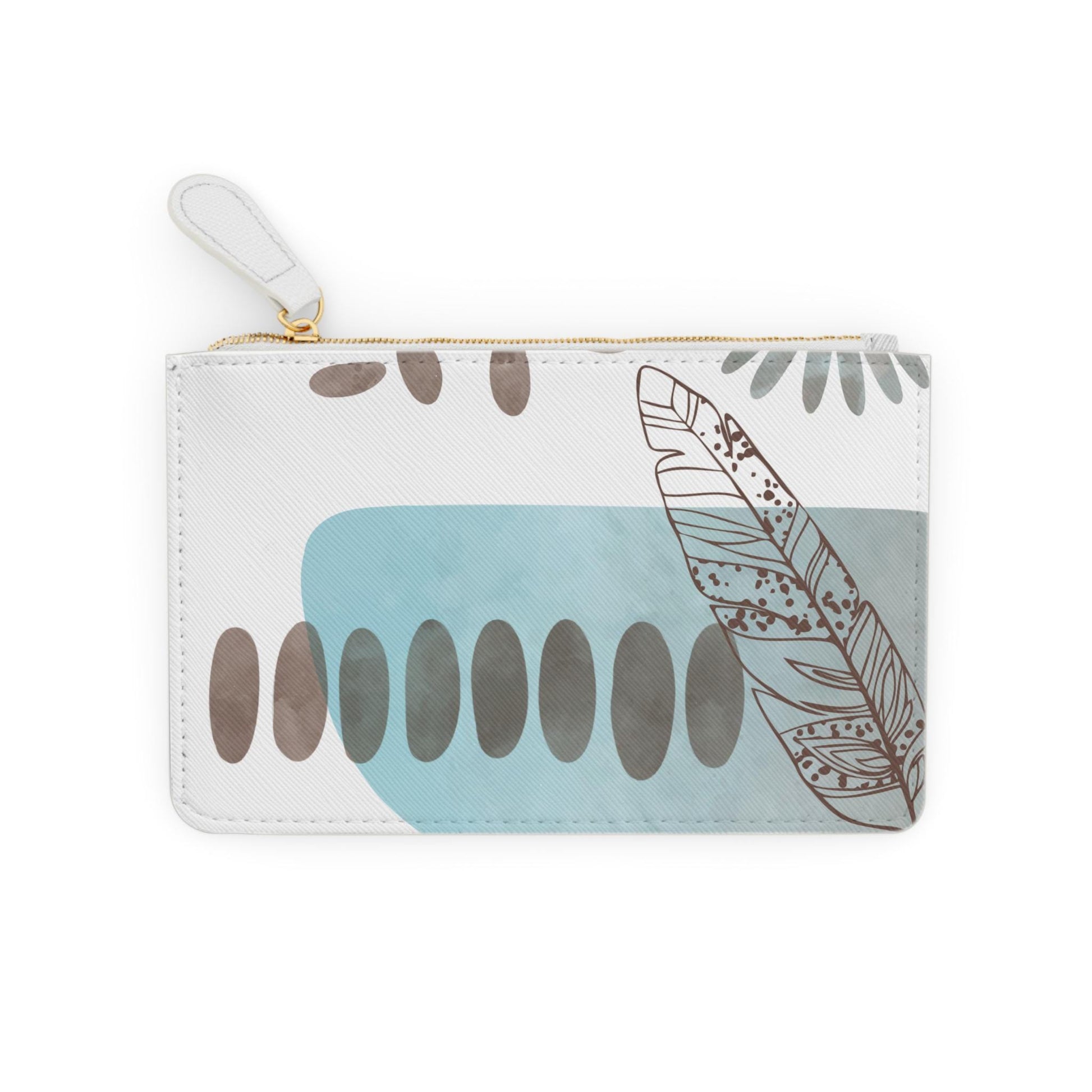 Modern Turquosie Print Boho Chic Mini Clutch Bag, Stylish Wallet for Women, Perfect for Travel, Makeup, Gifts, Floral Design Zipper Pouch - A Kingdom Lifestyle