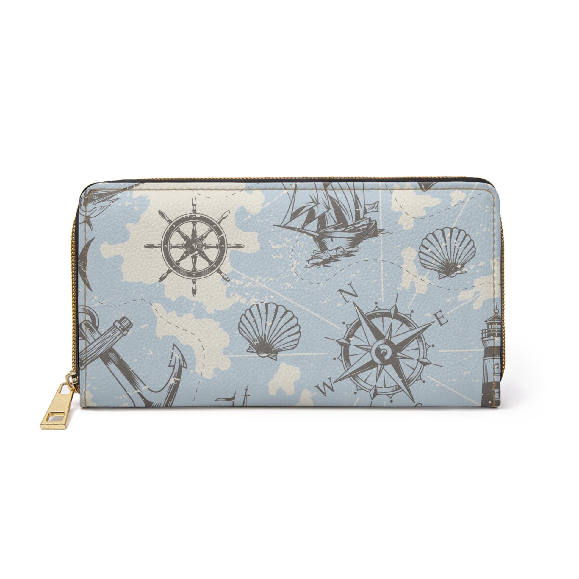 Sailor's Compass Zipper Wallet | Nautical Travel Accessory, Gift for Sailors, Ocean Lovers, Birthday Present, Maritime Style - A Kingdom Lifestyle