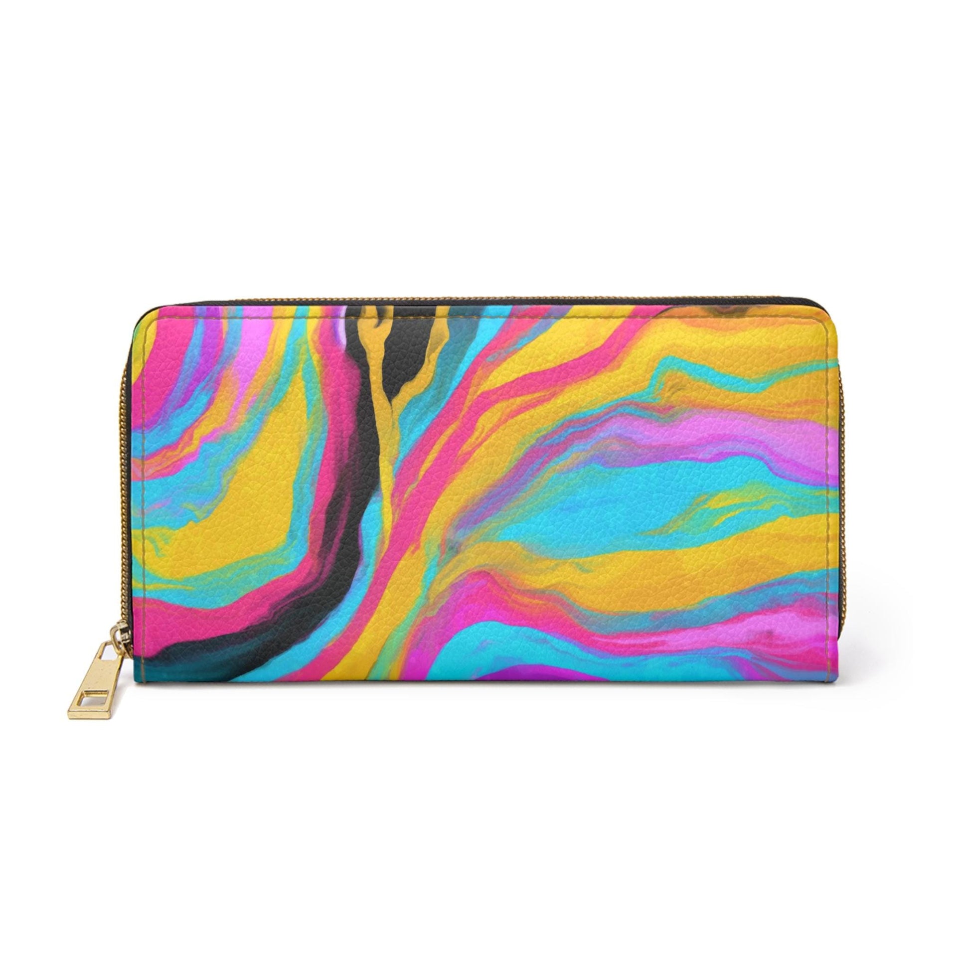 Colorful Abstract Zipper Wallet, Artistic Purse for Women, Vibrant Coin Case, Unique Gift for Birthdays, Travel Accessory - A Kingdom Lifestyle