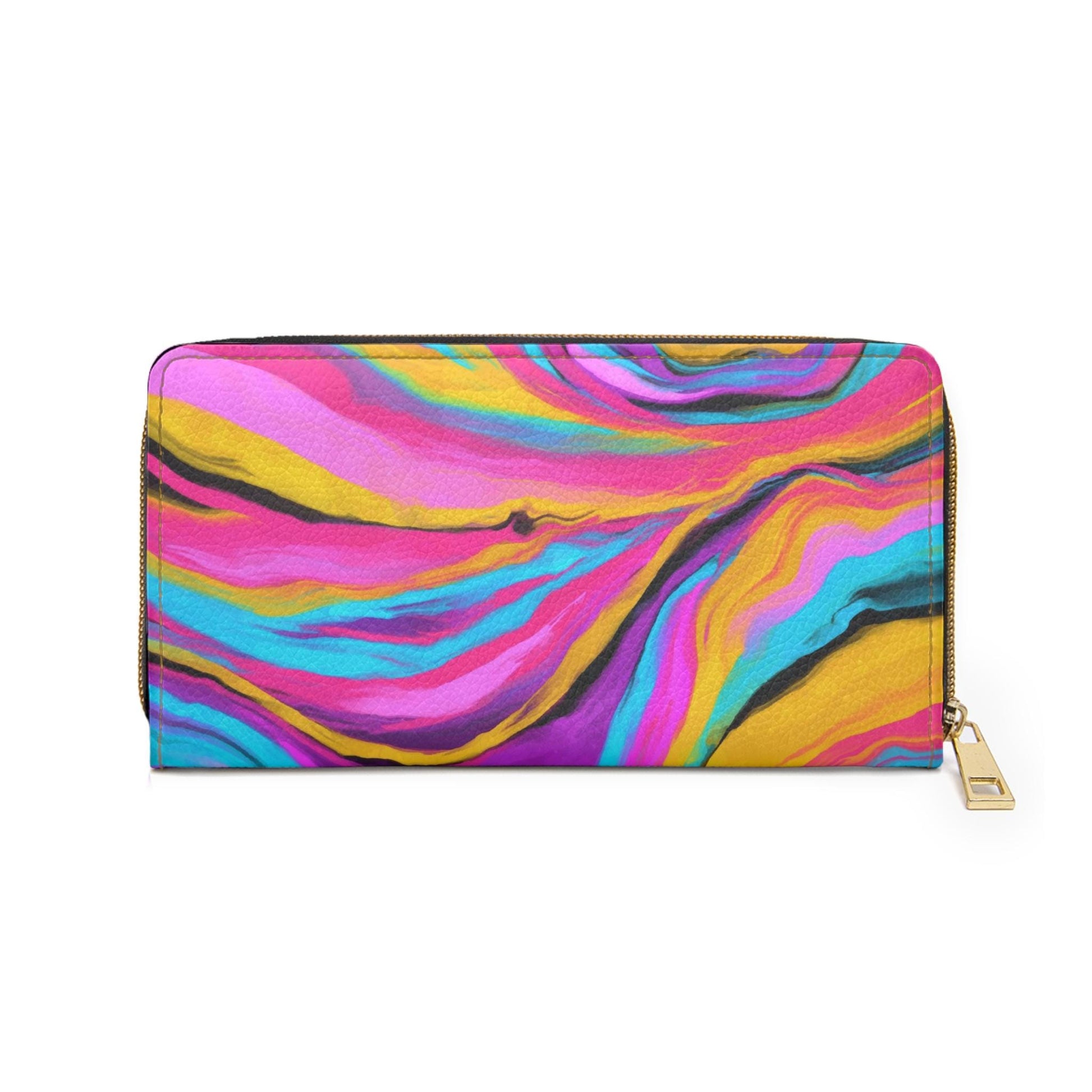 Colorful Abstract Zipper Wallet, Artistic Purse for Women, Vibrant Coin Case, Unique Gift for Birthdays, Travel Accessory - A Kingdom Lifestyle