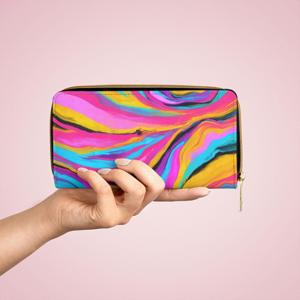 Colorful Abstract Zipper Wallet, Artistic Purse for Women, Vibrant Coin Case, Unique Gift for Birthdays, Travel Accessory - A Kingdom Lifestyle