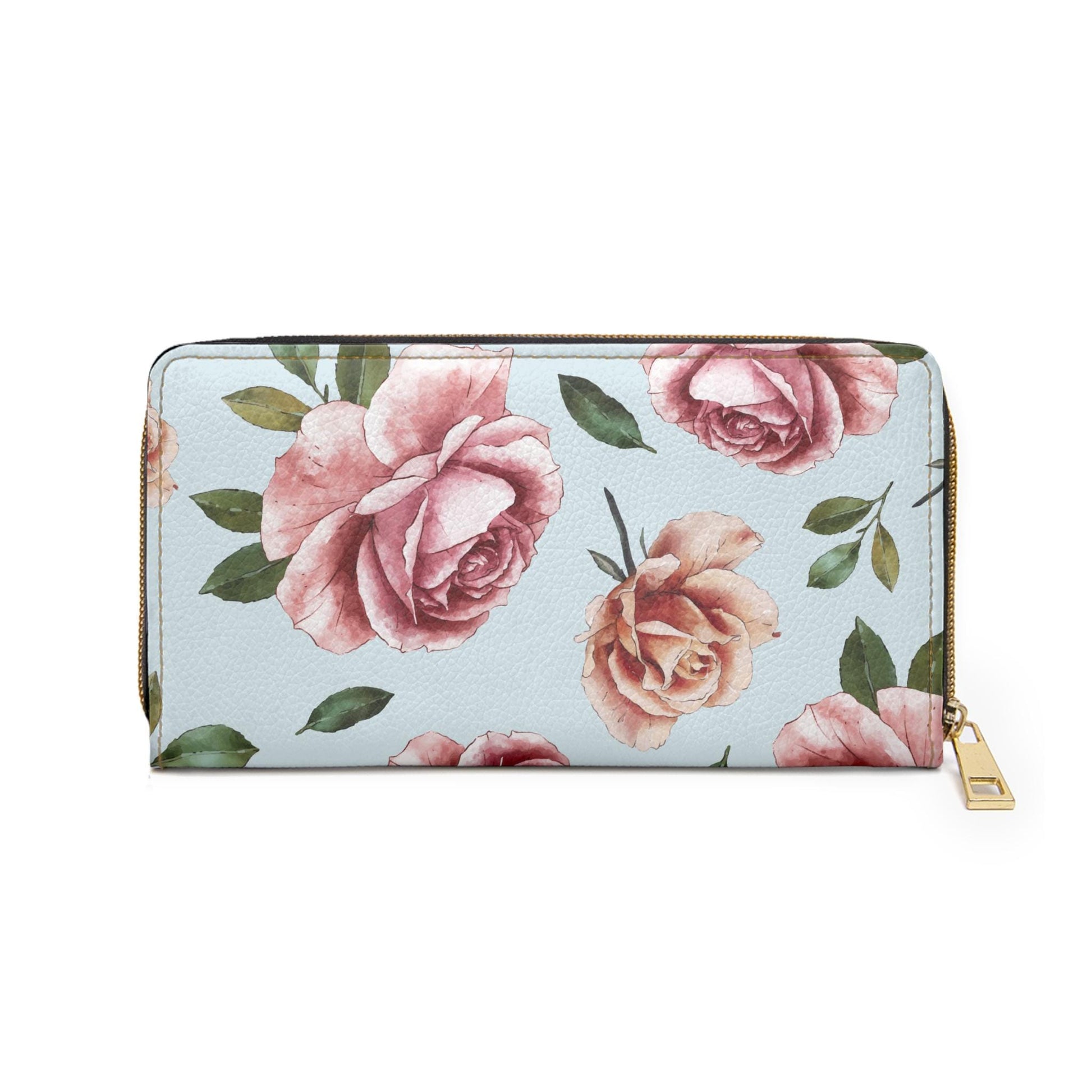 Rose Floral Zipper Wallet Elegant Rose Print Purse for Women Stylish Coin Holder, Gift for Her Mothers Day Birthday - A Kingdom Lifestyle