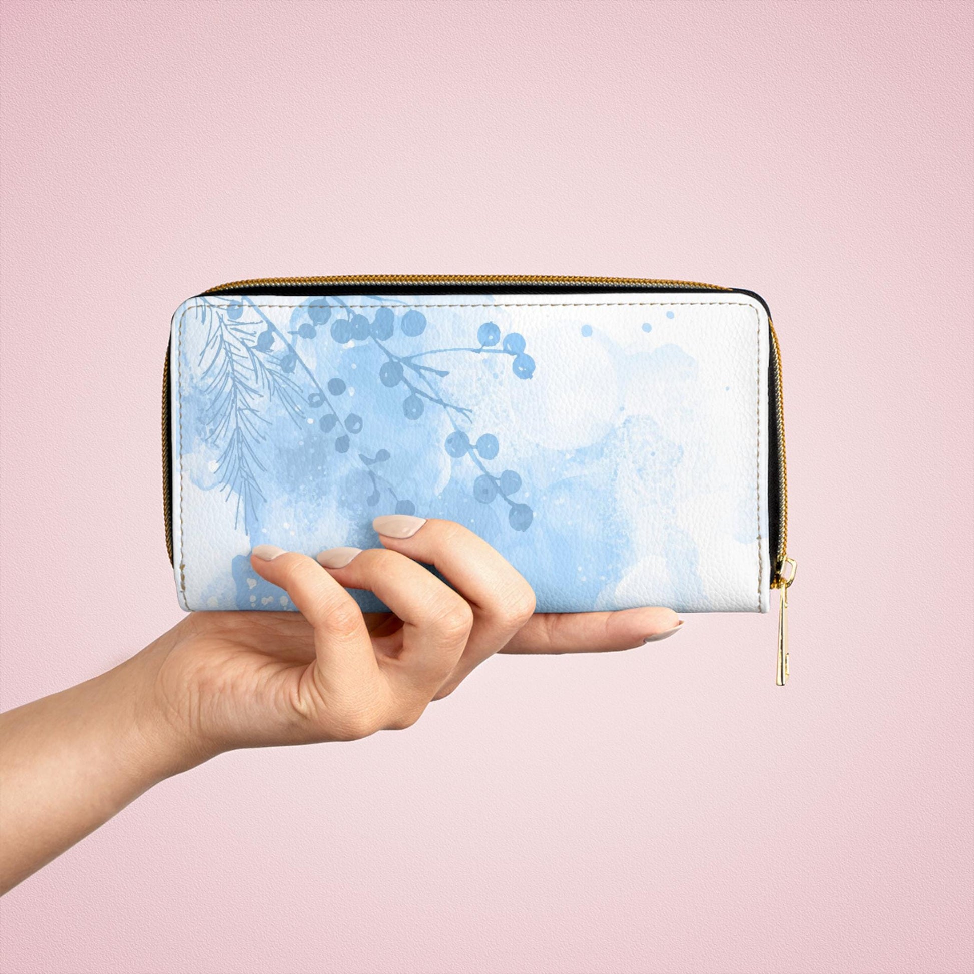 Watercolor Blue Zipper Wallet, Stylish Purse for Fashion Lovers, Ideal for Gifts, Travel, Everyday Use, Womens Accessories - A Kingdom Lifestyle