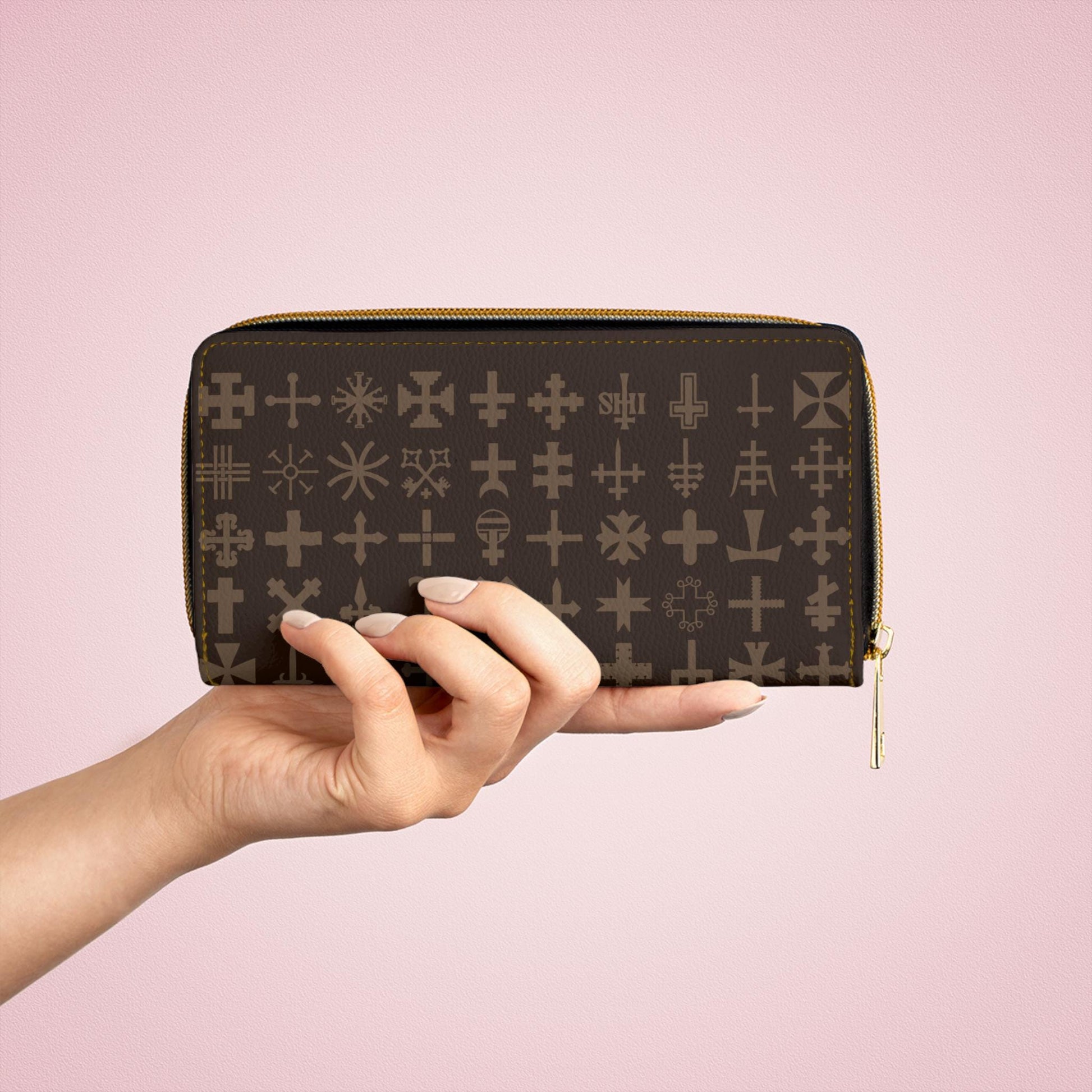 Chic Cross Pattern Zipper Wallet, Stylish Organizer for Everyday Use, Gift for Her, Travel Essential, Trendy Accessory, Perfect for Holidays - A Kingdom Lifestyle