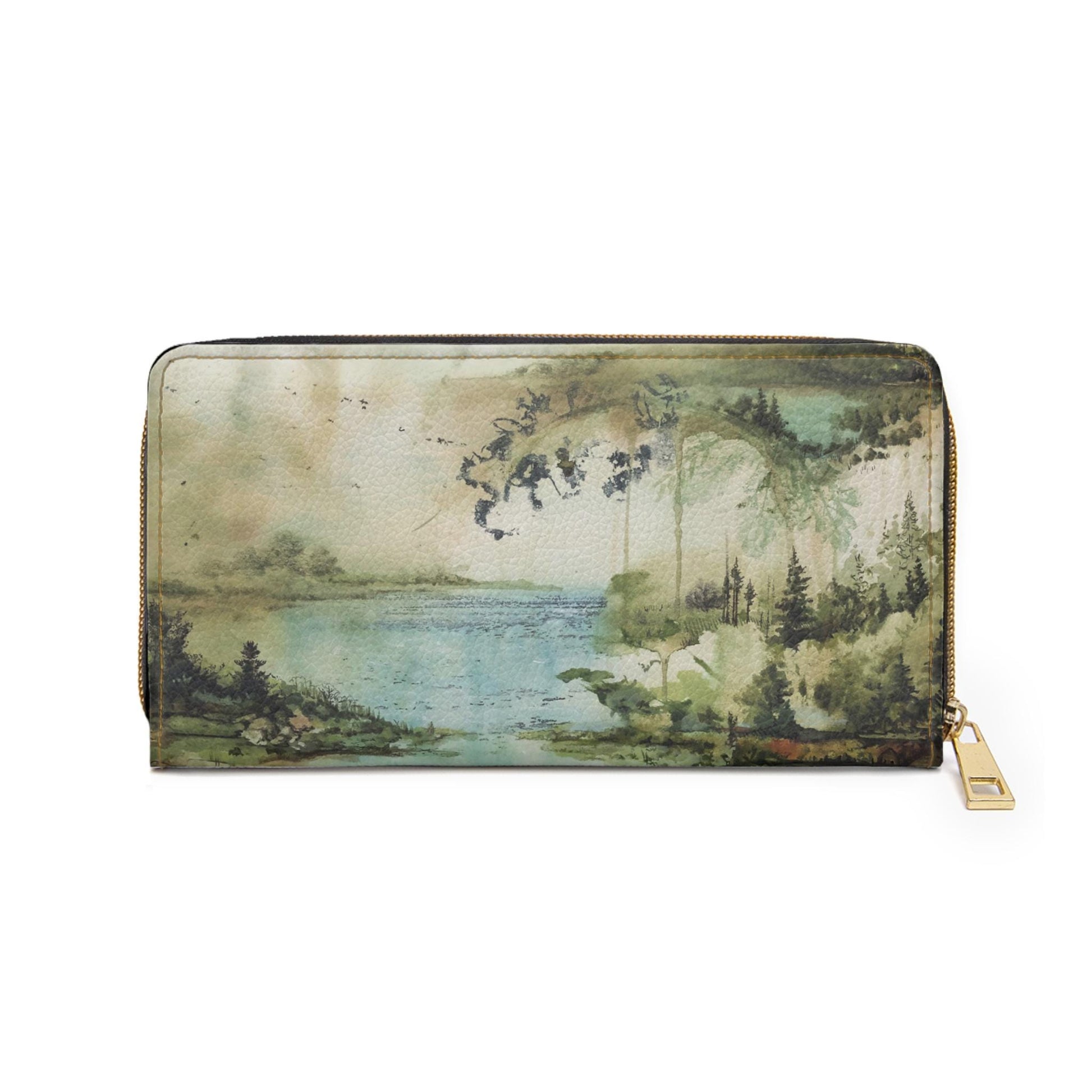 Artistic Watercolor Zipper Wallet NatureInspired Design, Perfect Gift for Nature Lovers Travel Companion, Functional Accessory, Eco-Friendly - A Kingdom Lifestyle