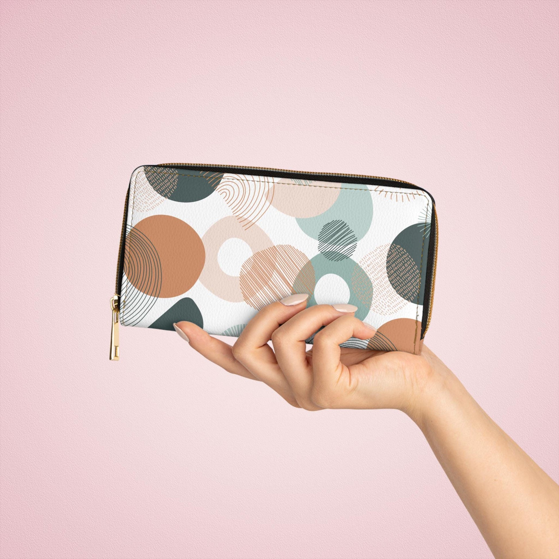 Modern Geometric Zipper Wallet, Stylish Purse, Unique Gift for Her, Minimalist Clutch, Trendy Accessory for Any Occasion, Everyday Use - A Kingdom Lifestyle