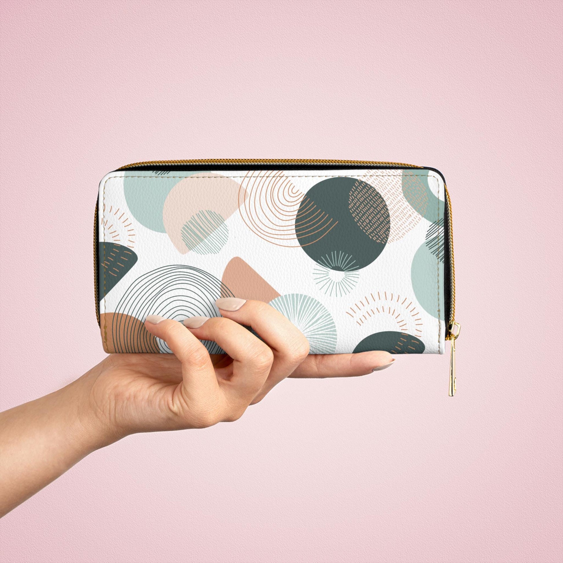 Modern Geometric Zipper Wallet, Stylish Purse, Unique Gift for Her, Minimalist Clutch, Trendy Accessory for Any Occasion, Everyday Use - A Kingdom Lifestyle