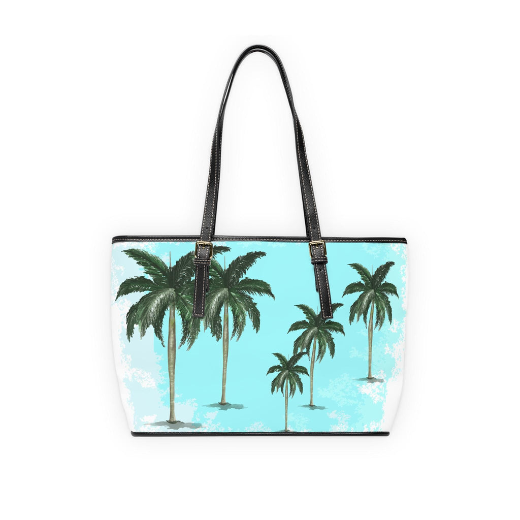 Tropical Palm Print PU Leather Shoulder Bag - Stylish Beach Tote, Travel Purse, Summer Handbag, Gift for Her, Everyday Use - A Kingdom Lifestyle