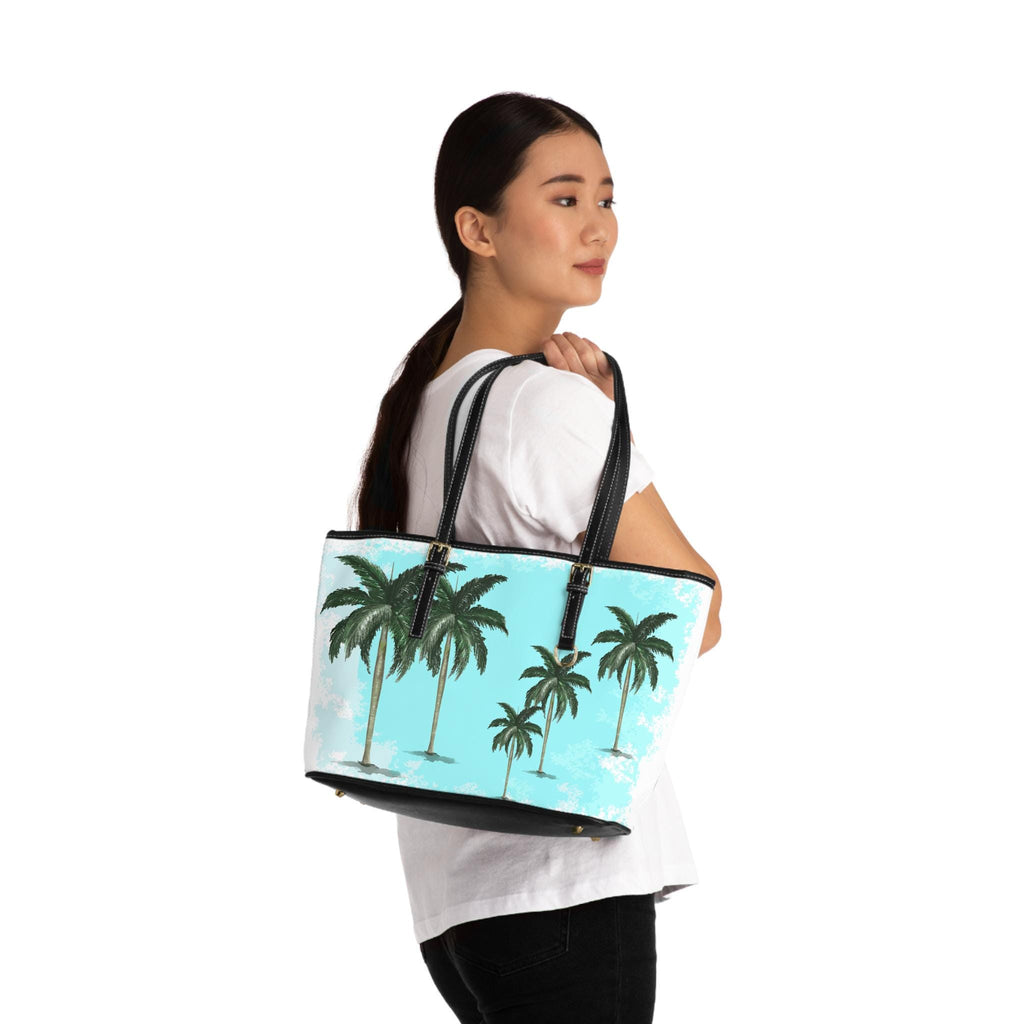 Tropical Palm Print PU Leather Shoulder Bag - Stylish Beach Tote, Travel Purse, Summer Handbag, Gift for Her, Everyday Use - A Kingdom Lifestyle