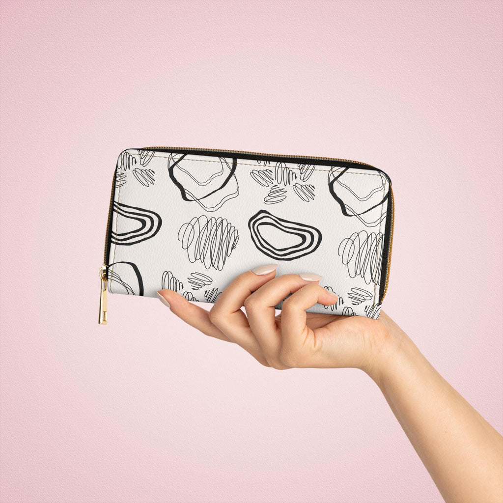 Modern Abstract Zipper Wallet, Minimalist Purse, Graphic Wallet, Stylish Organizer, Chic Gift for Her, Everyday Essentials - A Kingdom Lifestyle