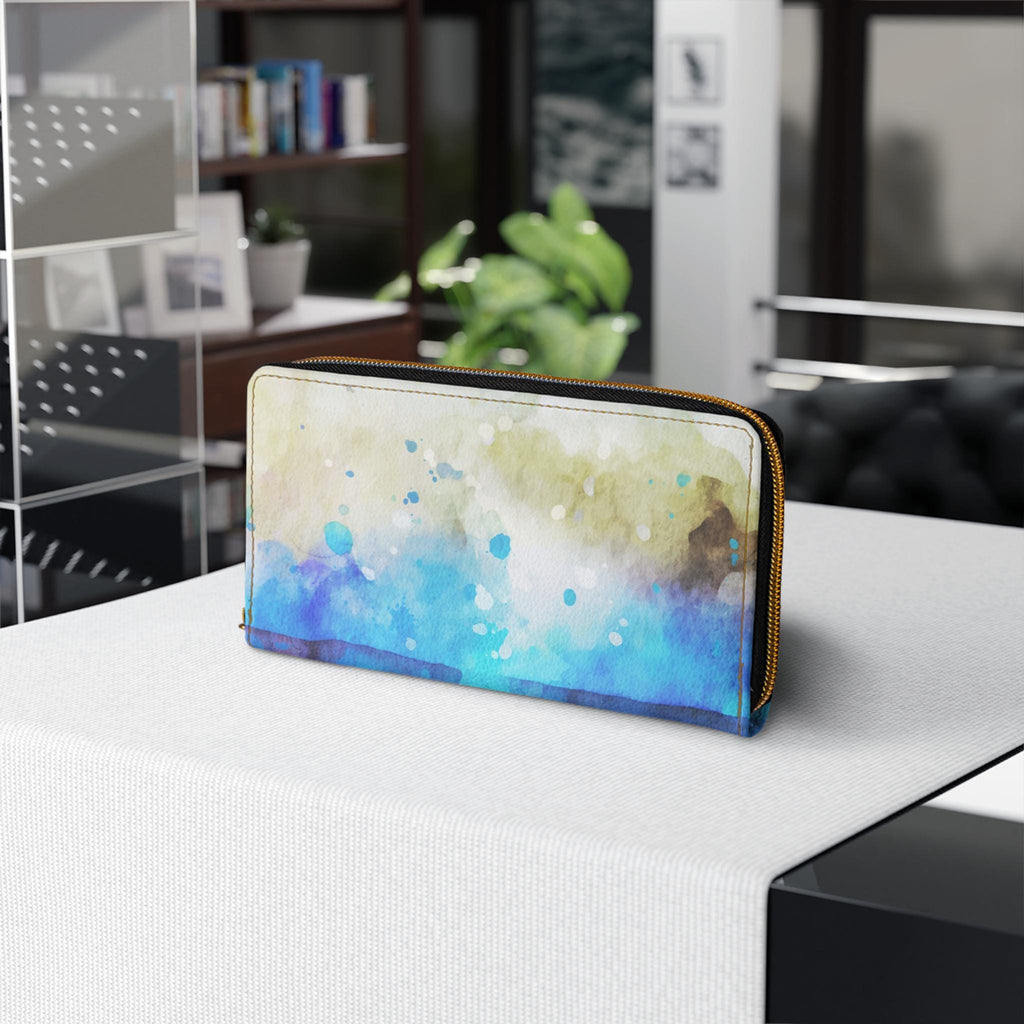 Watercolor Zipper Wallet, Eco-Friendly Wallet, Gift for Her, Travel Accessory, Colorful Coin Purse, Stylish Clutch - A Kingdom Lifestyle