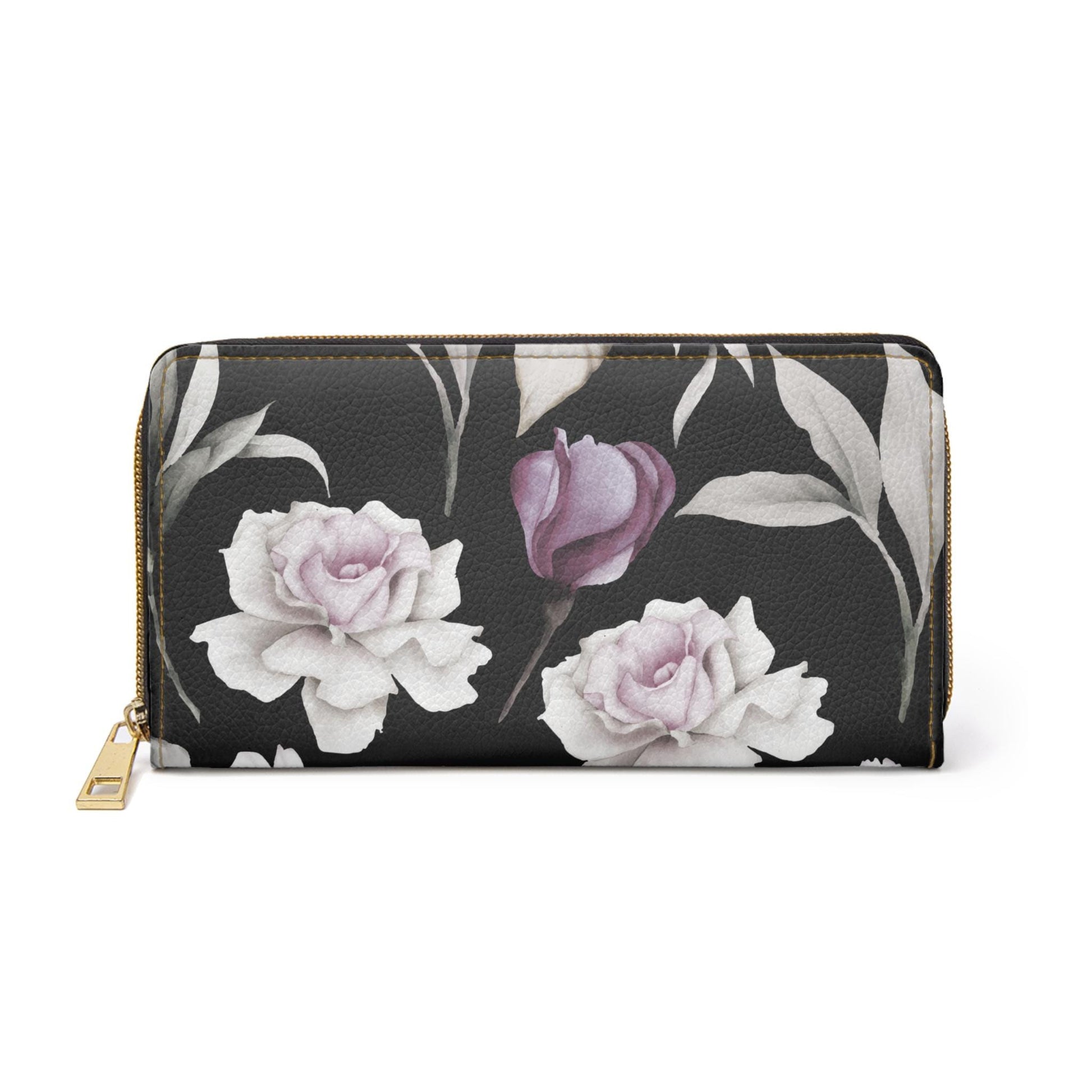 Floral Zipper Wallet | Elegant Flower Wallet, Women's Gift, Travel Wallet, Organizer, Floral Print Accessory - A Kingdom Lifestyle