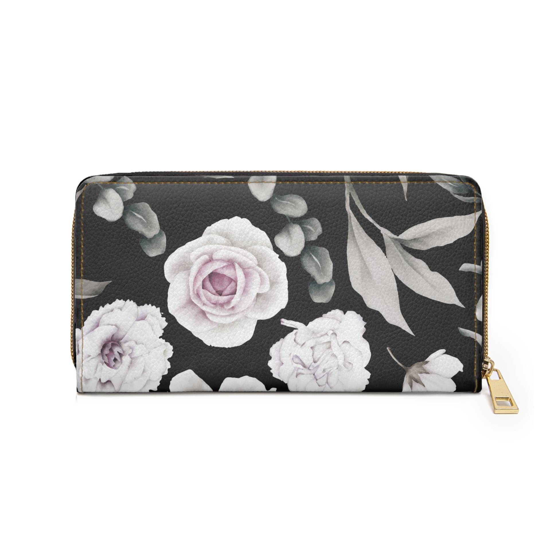 Floral Zipper Wallet | Elegant Flower Wallet, Women's Gift, Travel Wallet, Organizer, Floral Print Accessory - A Kingdom Lifestyle