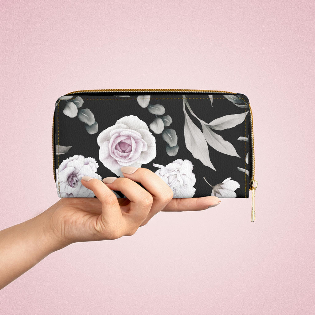 Floral Zipper Wallet | Elegant Flower Wallet, Women's Gift, Travel Wallet, Organizer, Floral Print Accessory - A Kingdom Lifestyle