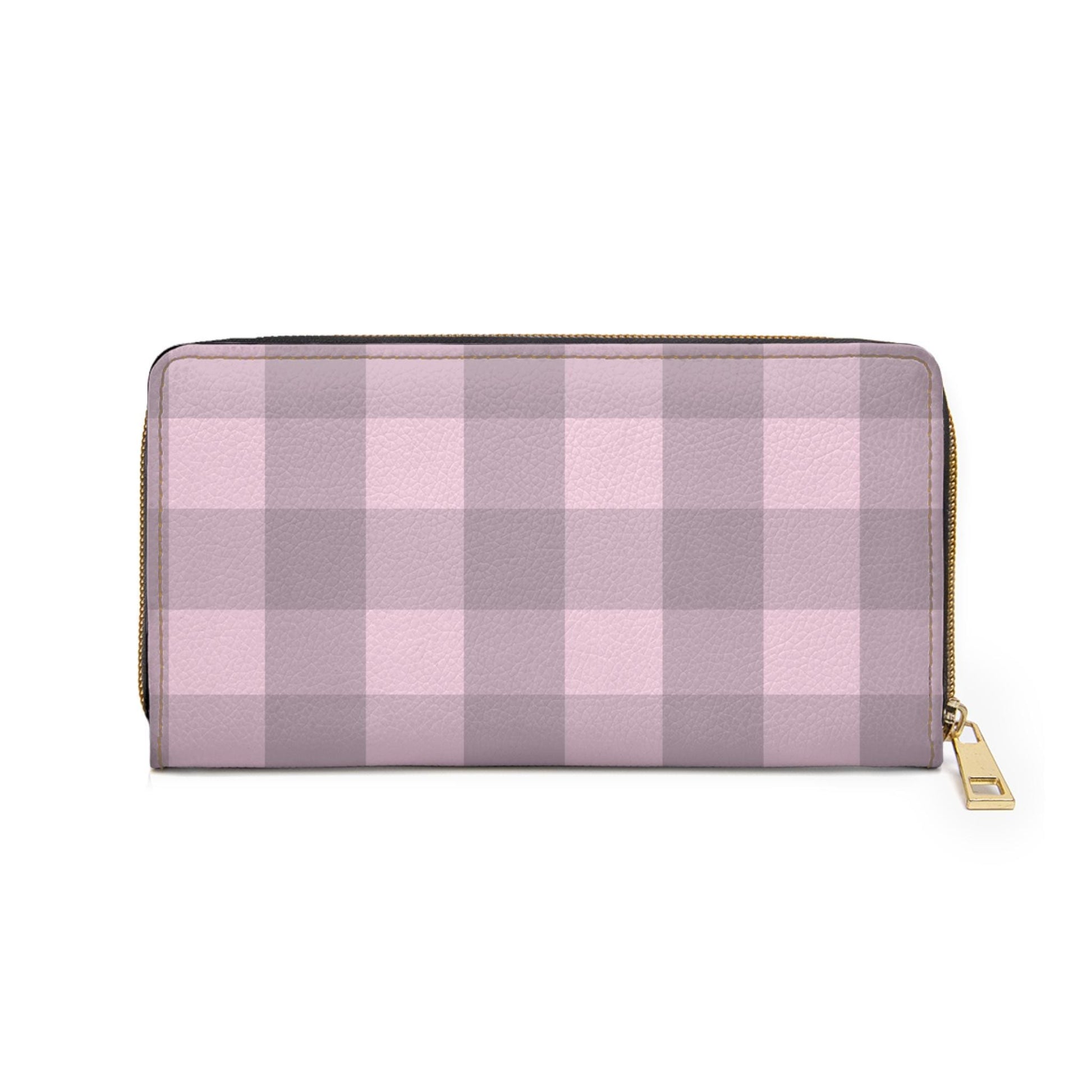 Chic Pink Plaid Zipper Wallet, Women's Accessories, Cute Organizer, Birthday Gift, Everyday Use, Stylish Purse - A Kingdom Lifestyle