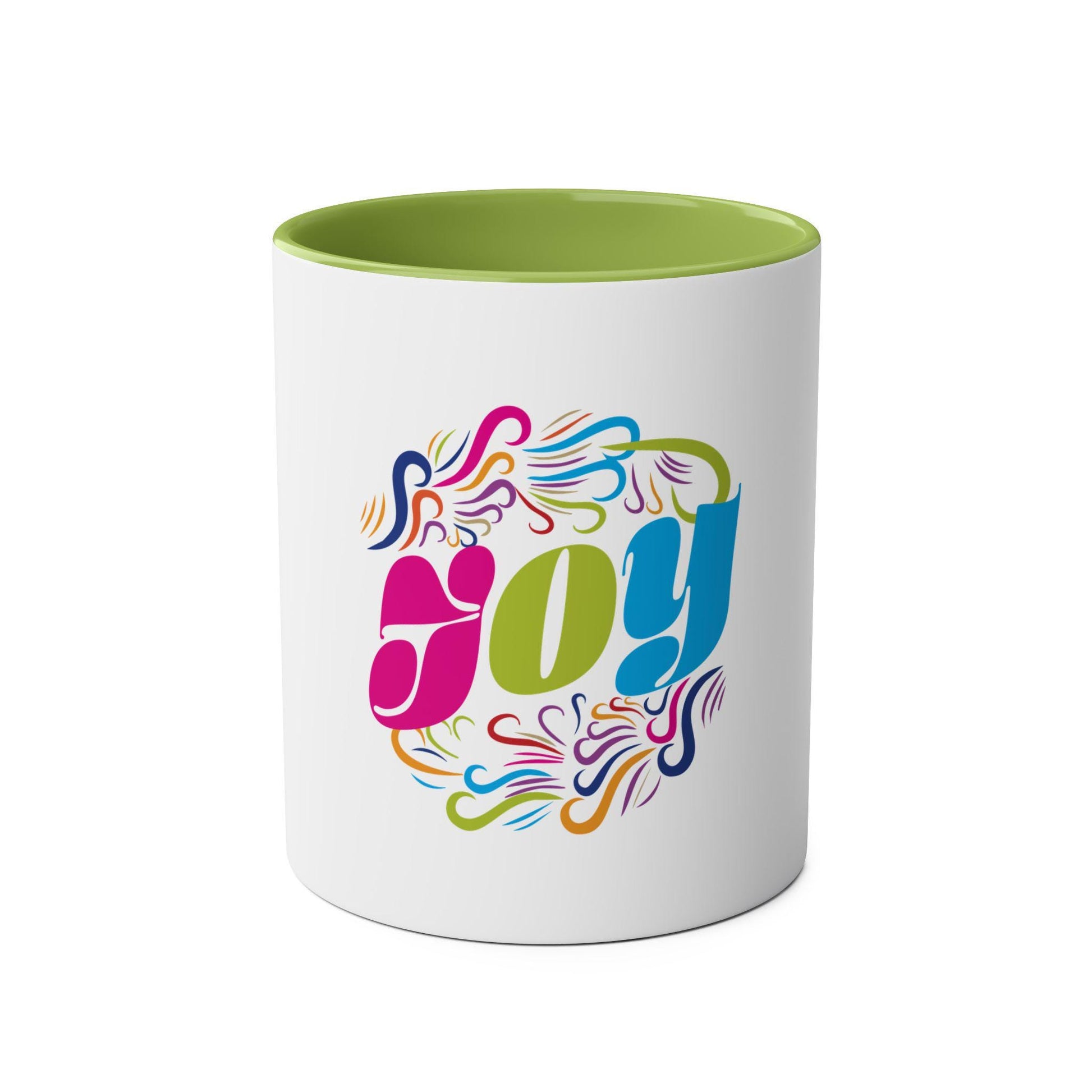 Coffee Cup Joy Colorful Graphic Two Tone Fun Coffee Mug For Christian Mom Dad Gift Cup - A Kingdom Lifestyle