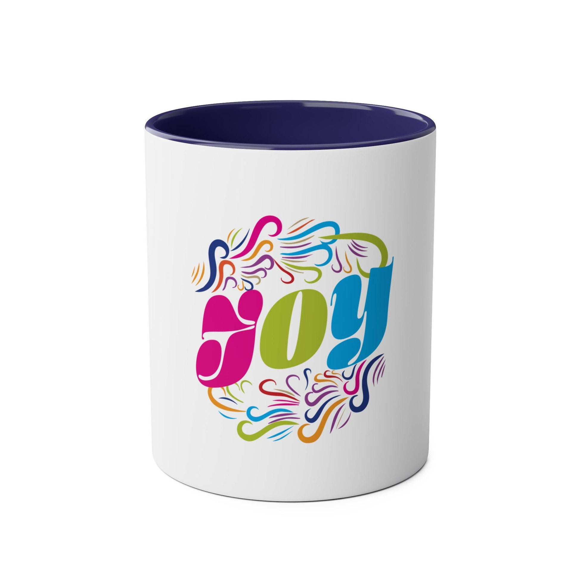 Coffee Cup Joy Colorful Graphic Two Tone Fun Coffee Mug For Christian Mom Dad Gift Cup - A Kingdom Lifestyle
