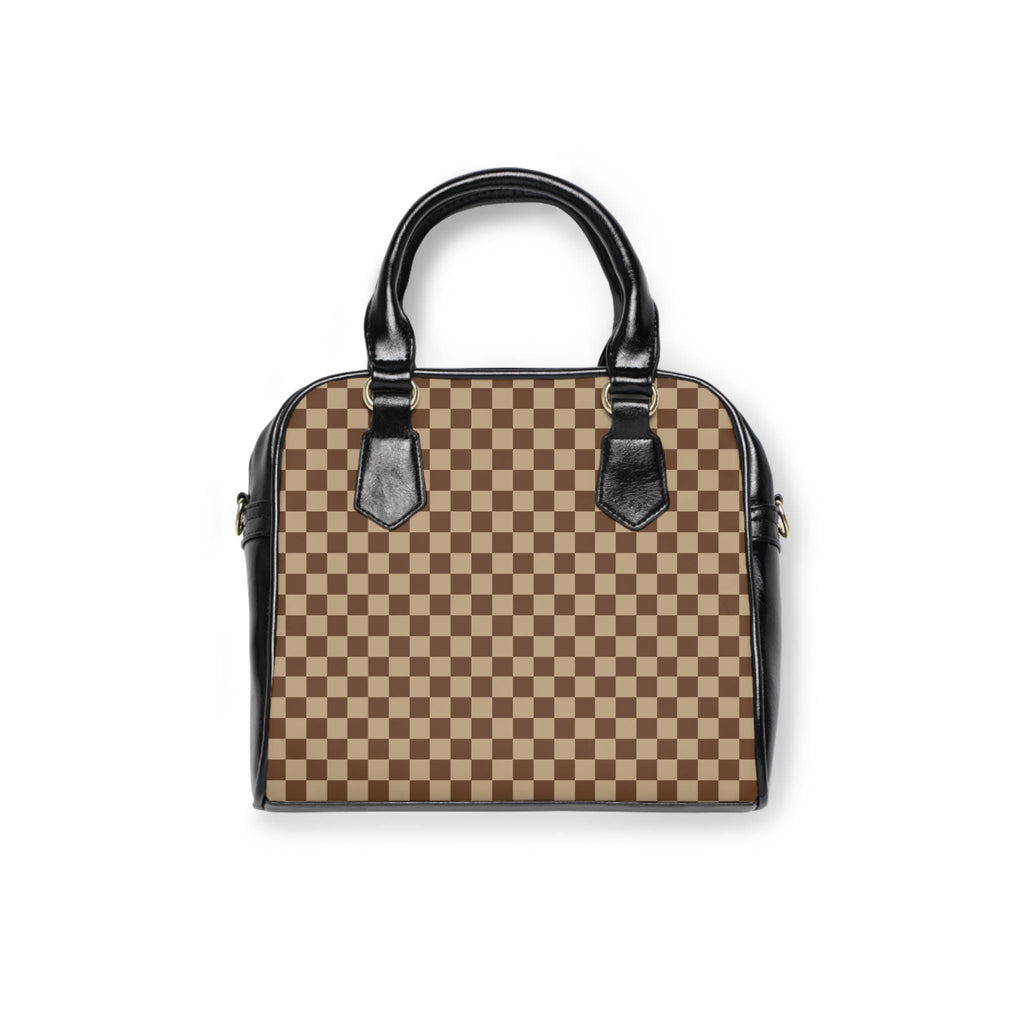 Brown Checkered Shoulder Handbag Checkered Purse Brown and Tan Handbag Checkered Shoulder Bag Bowler Bag. Purchase Before Inventory Runs out! - A Kingdom Lifestyle